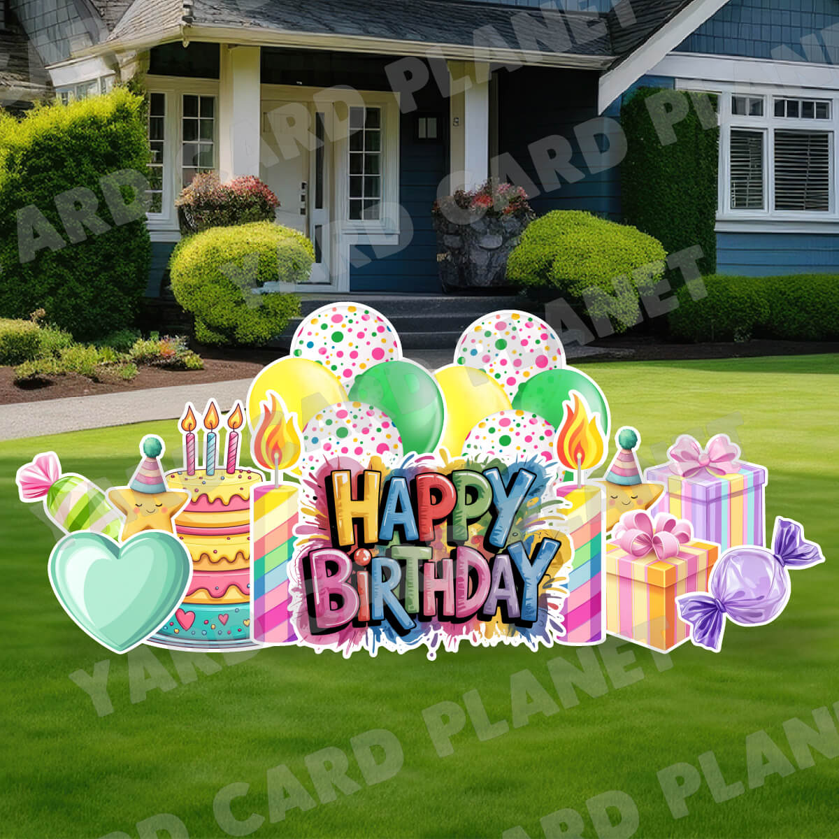 Cute Girly Happy Birthday EZ Quick Sign and Yard Card Flair Set