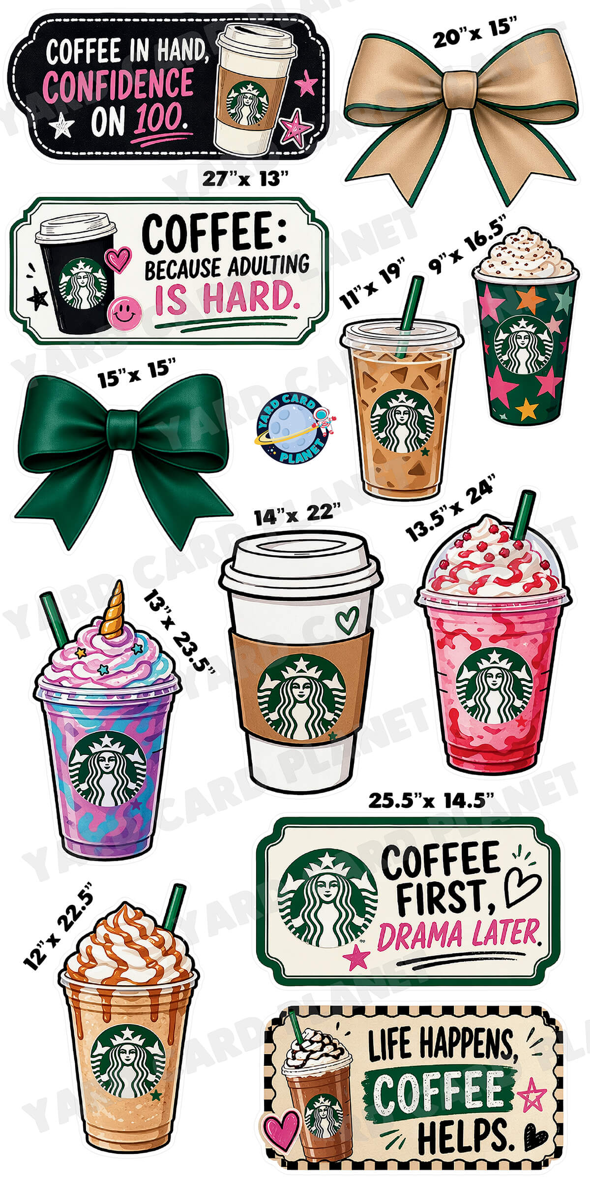 Coffee Lover Signs and Yard Card Flair Set