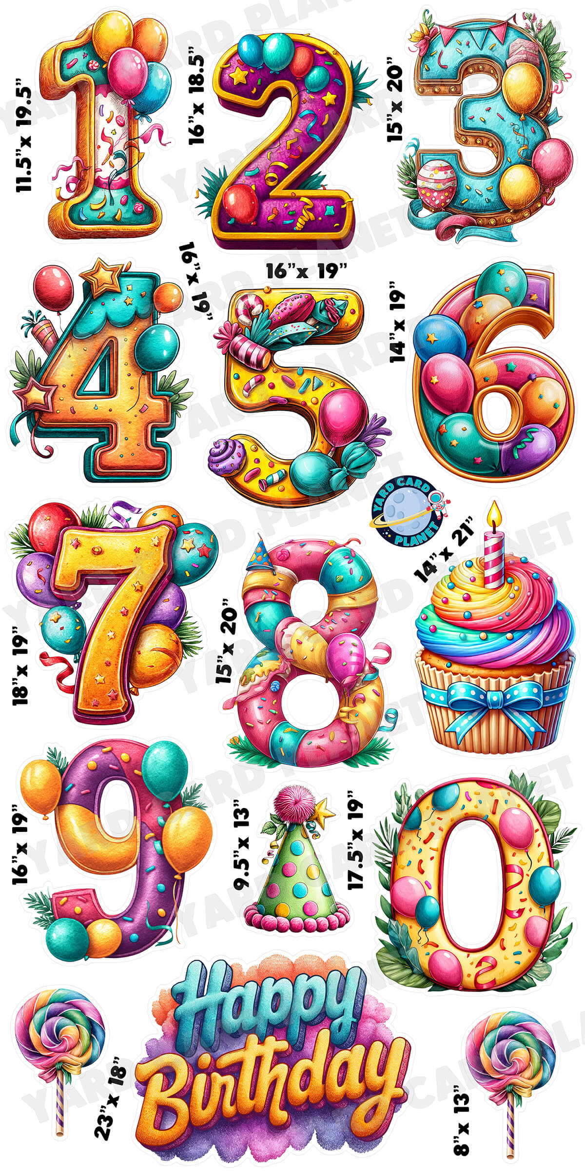 Festive Birthday Candles with Matching Yard Card Flair Set