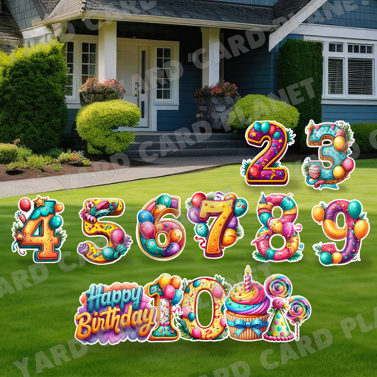 Festive Birthday Candles with Matching Yard Card Flair Set