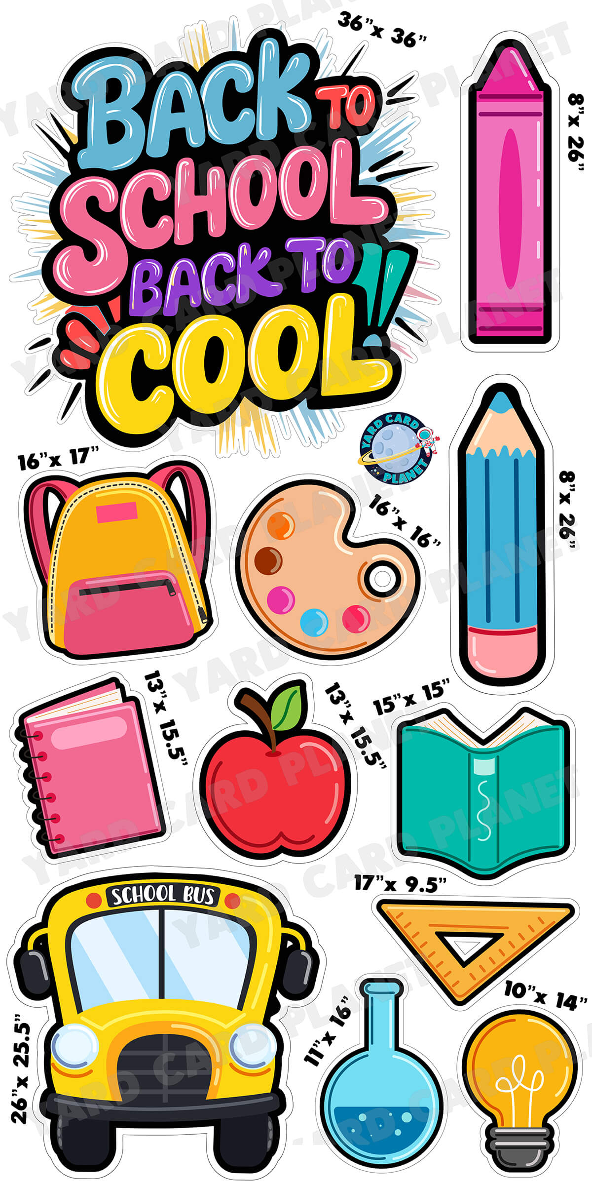 Back To Cool School EZ Quick Sign and Yard Card Flair Set