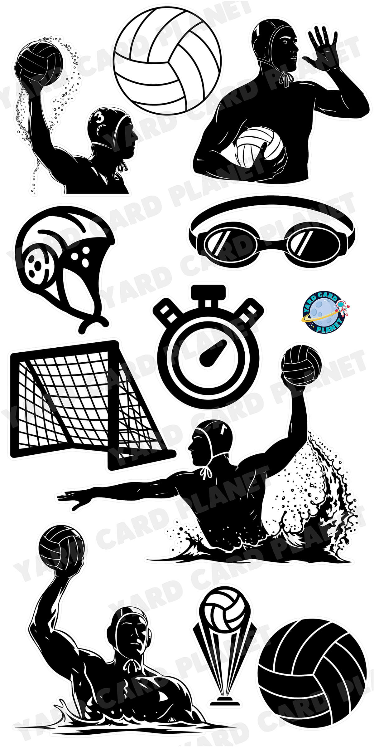 Water Polo Silhouette Yard Card Flair Set