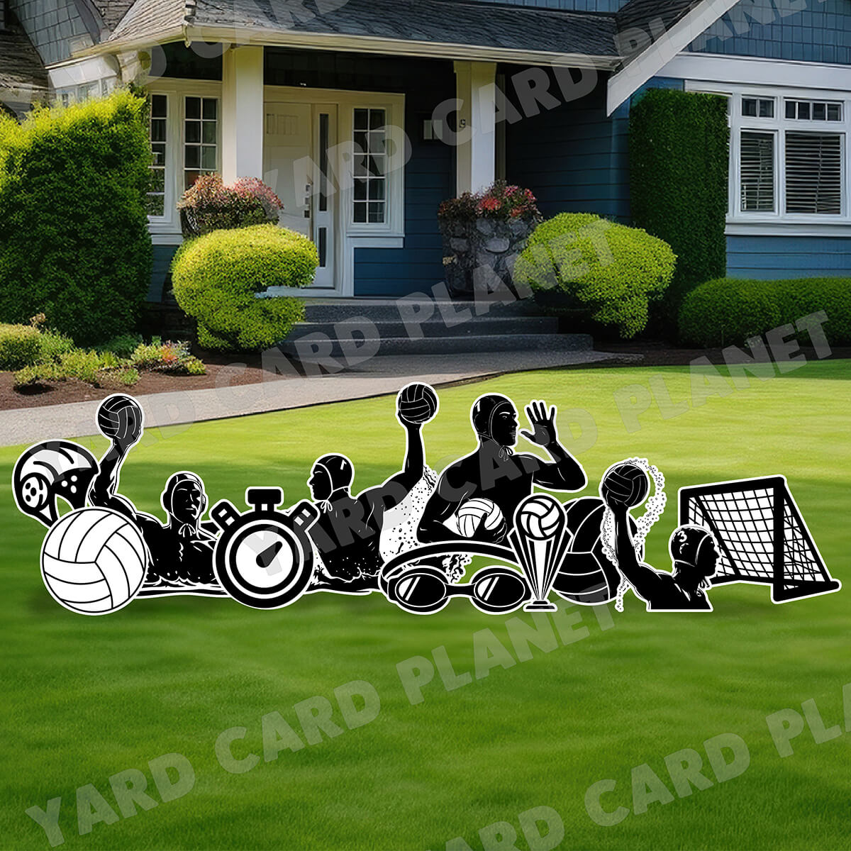 Water Polo Silhouette Yard Card Flair Set