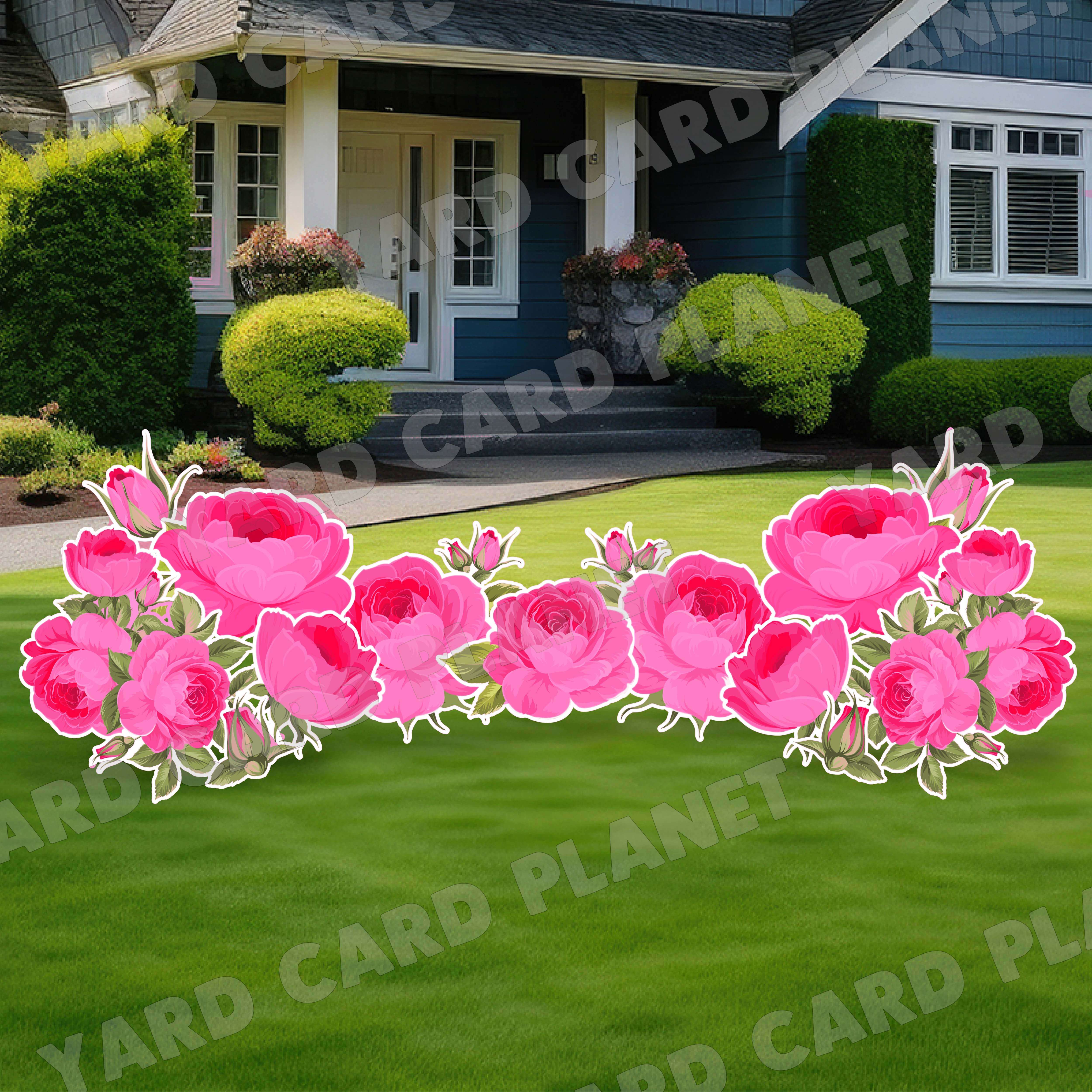 Elegant Hot Pink Roses Yard Card Flair Set
