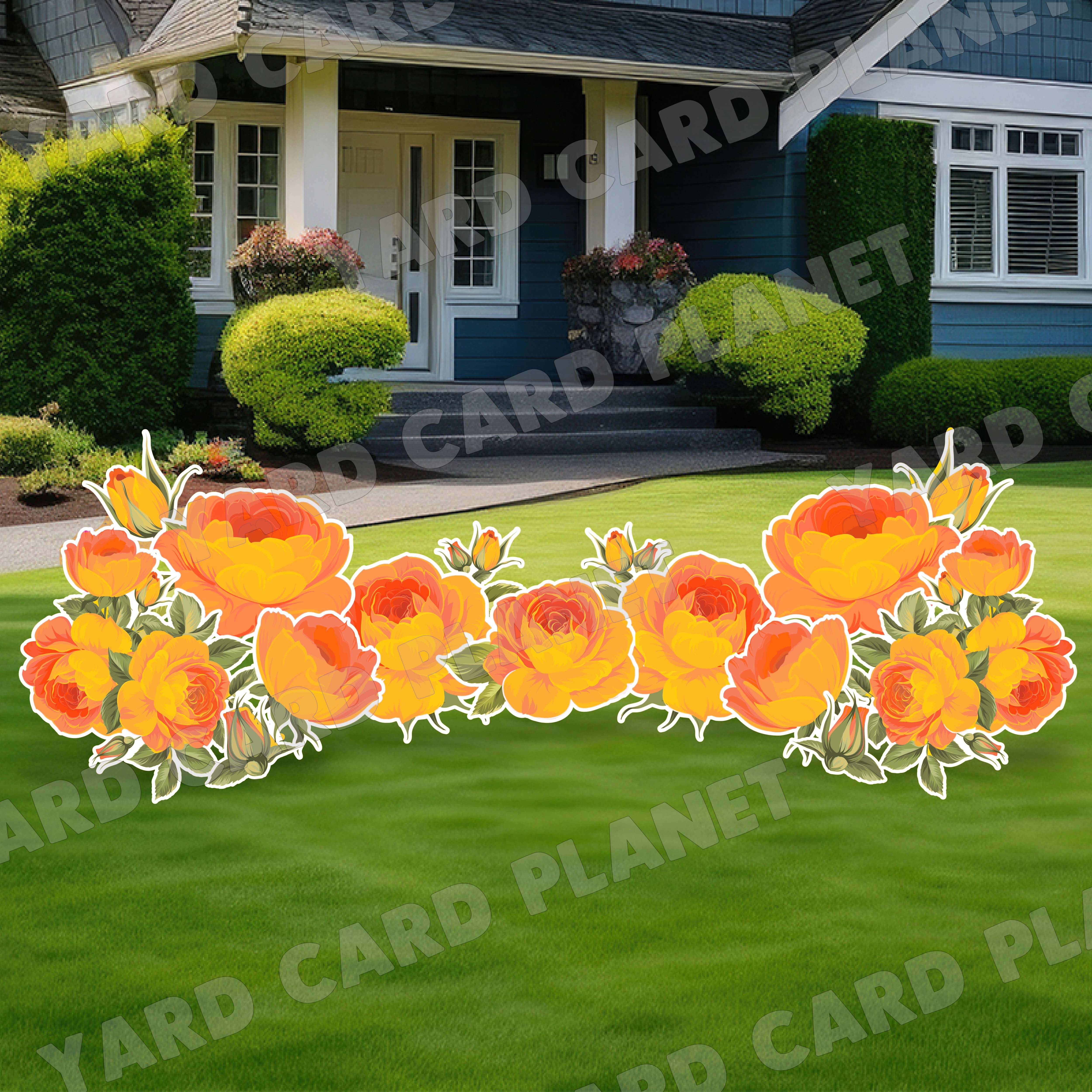 Elegant Orange Roses Yard Card Flair Set