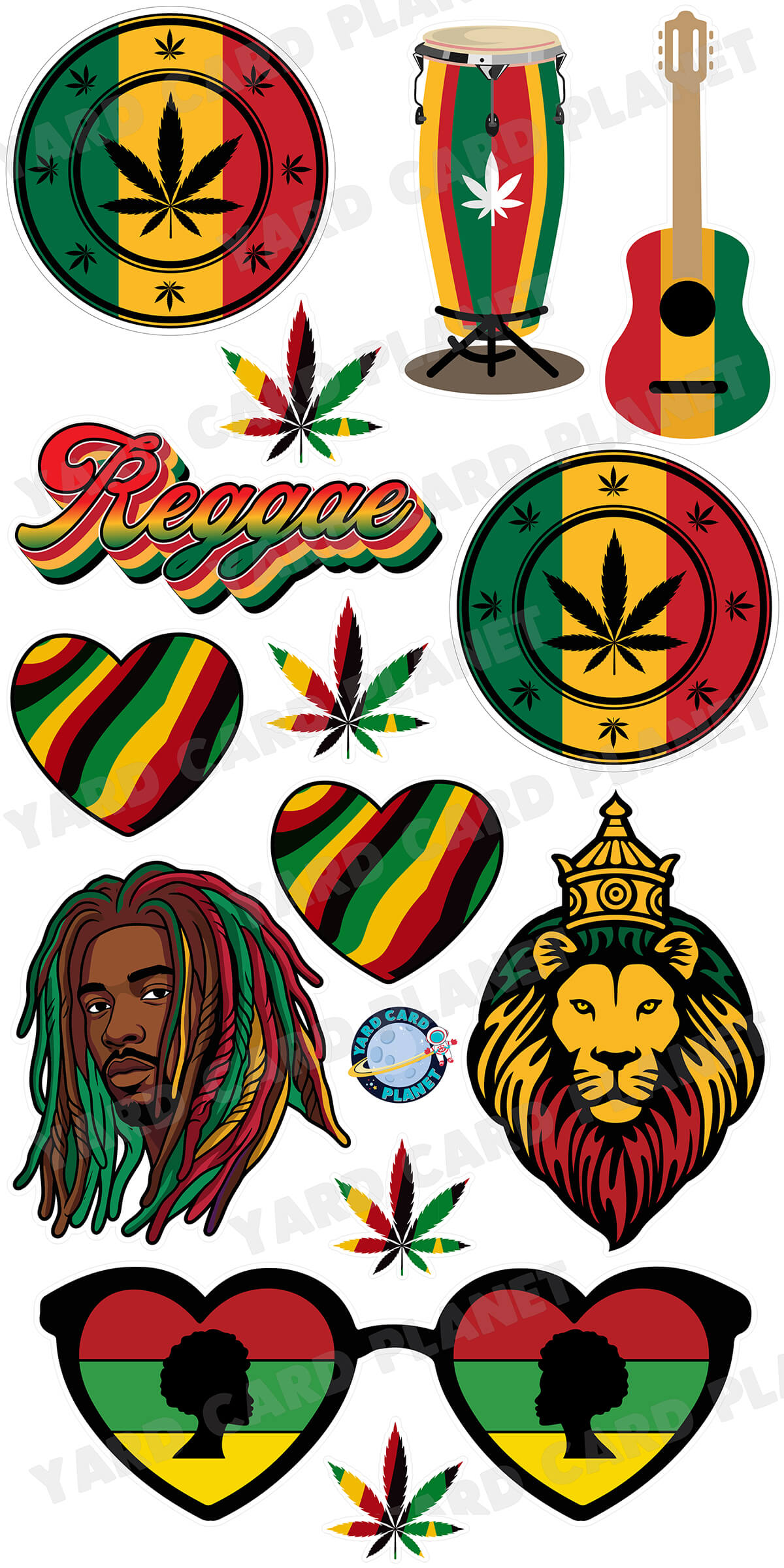 Jamaican Rastafarian Yard Card Flair Set