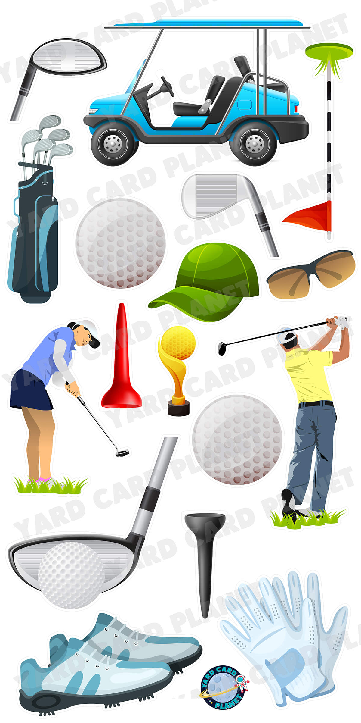 Golf Yard Card Flair Set