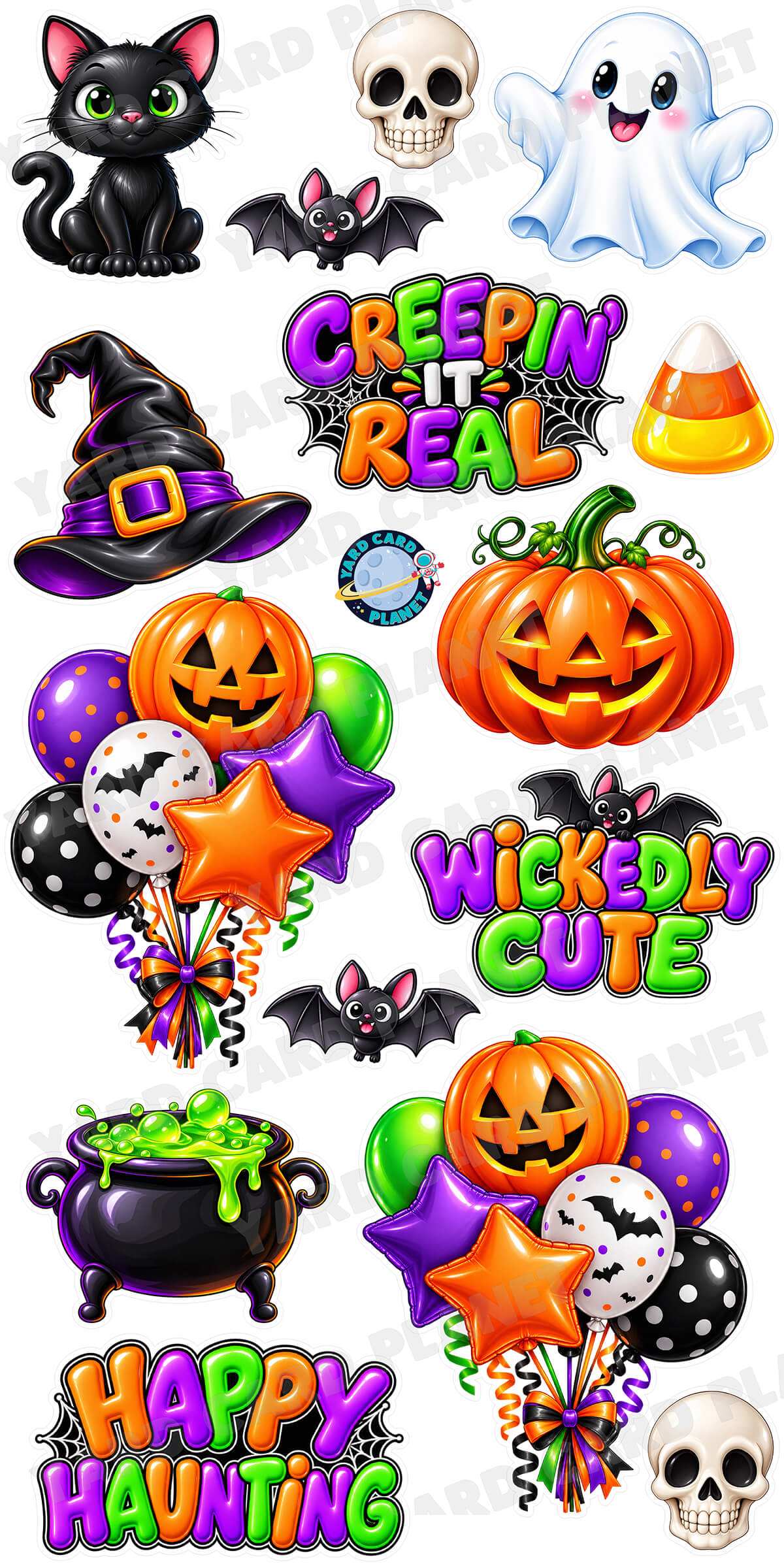 Halloween Creepin' It Real Yard Card Flair Set