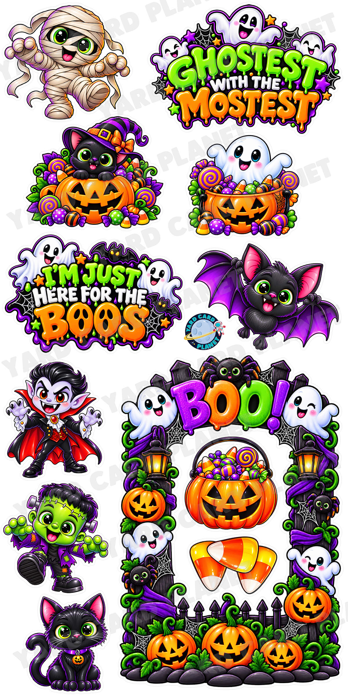 Ghostest With The Mostest Halloween EZ Quick Frame and Yard Card Flair Set