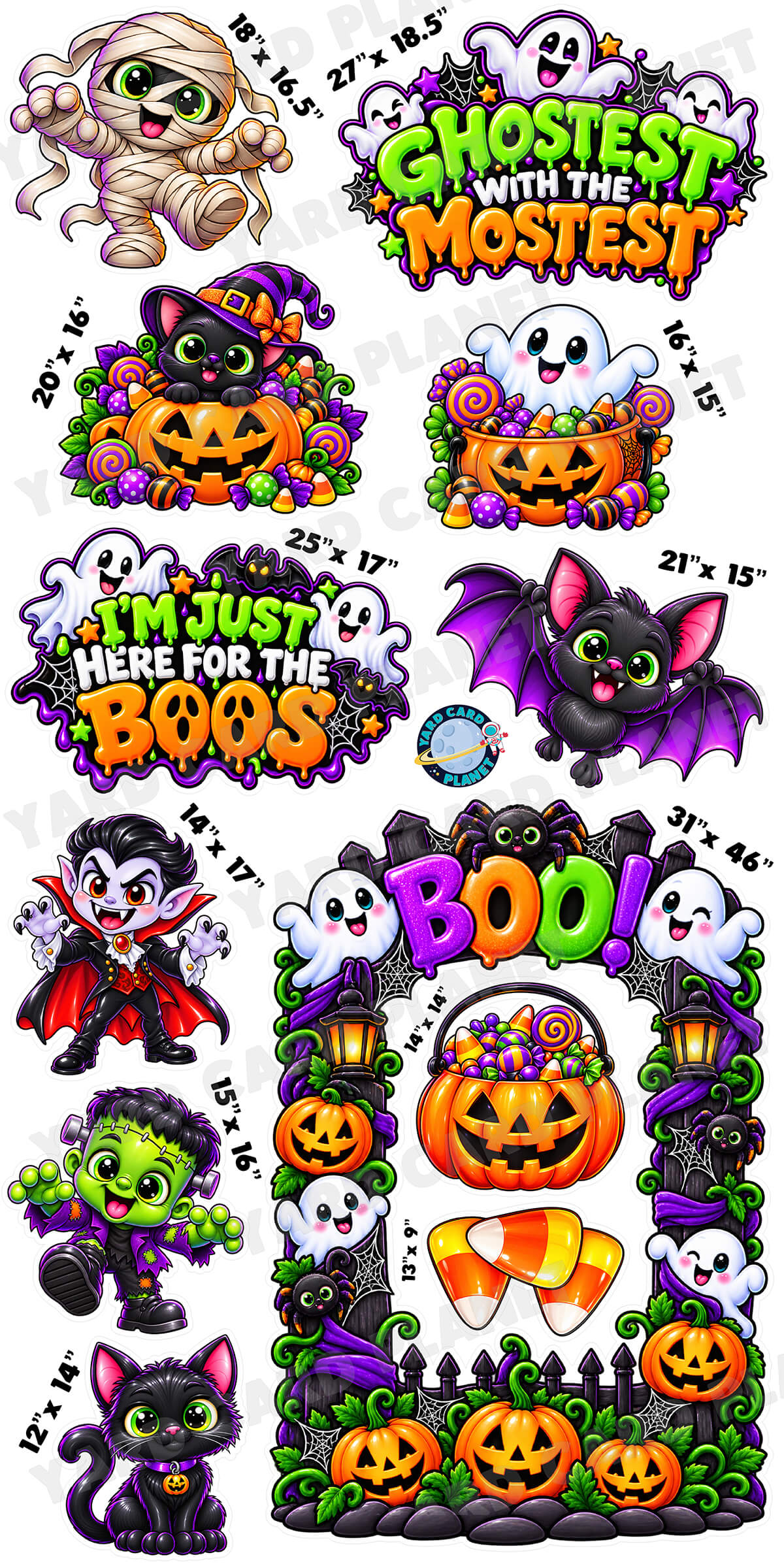 Ghostest With The Mostest Halloween EZ Quick Frame and Yard Card Flair Set