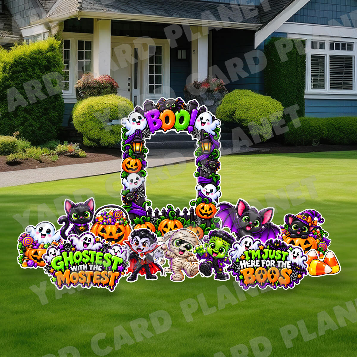 Ghostest With The Mostest Halloween EZ Quick Frame and Yard Card Flair Set