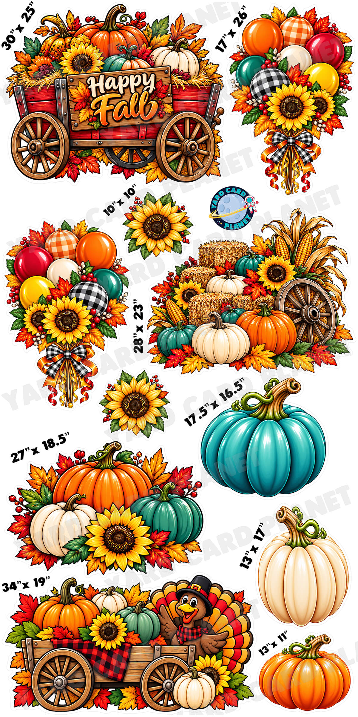 Happy Fall Hayride Yard Card Flair Set