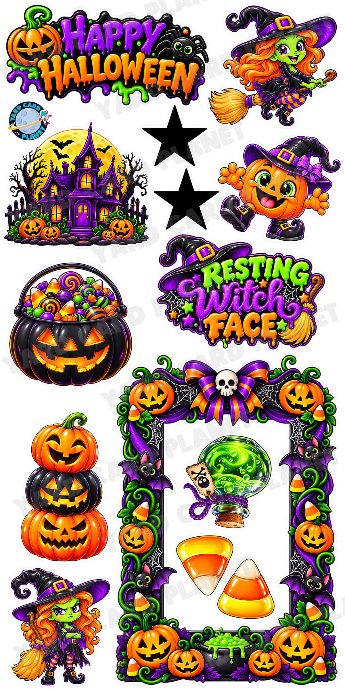 Happy Halloween EZ Quick Frame and Yard Card Flair Set