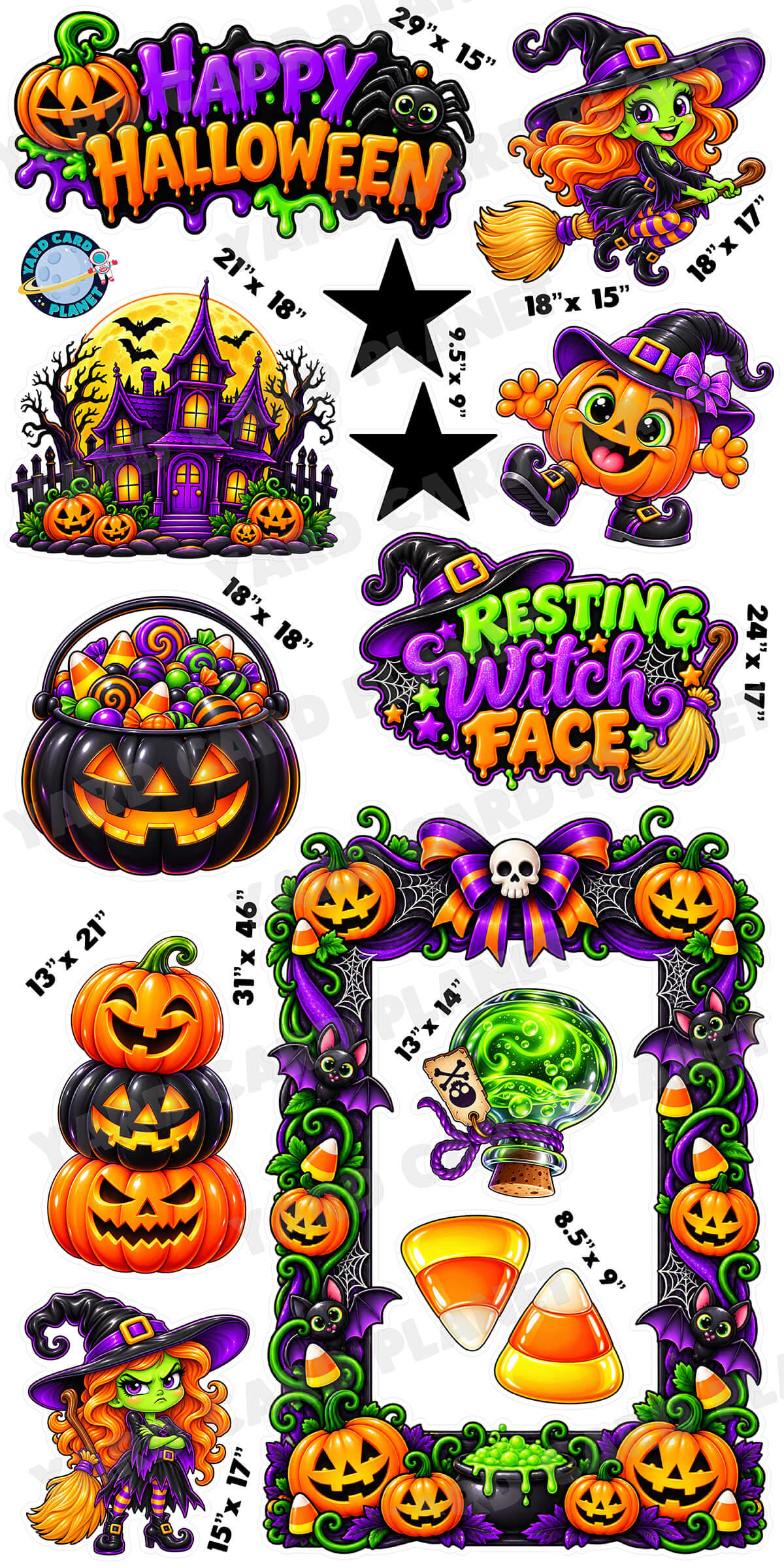 Happy Halloween EZ Quick Frame and Yard Card Flair Set