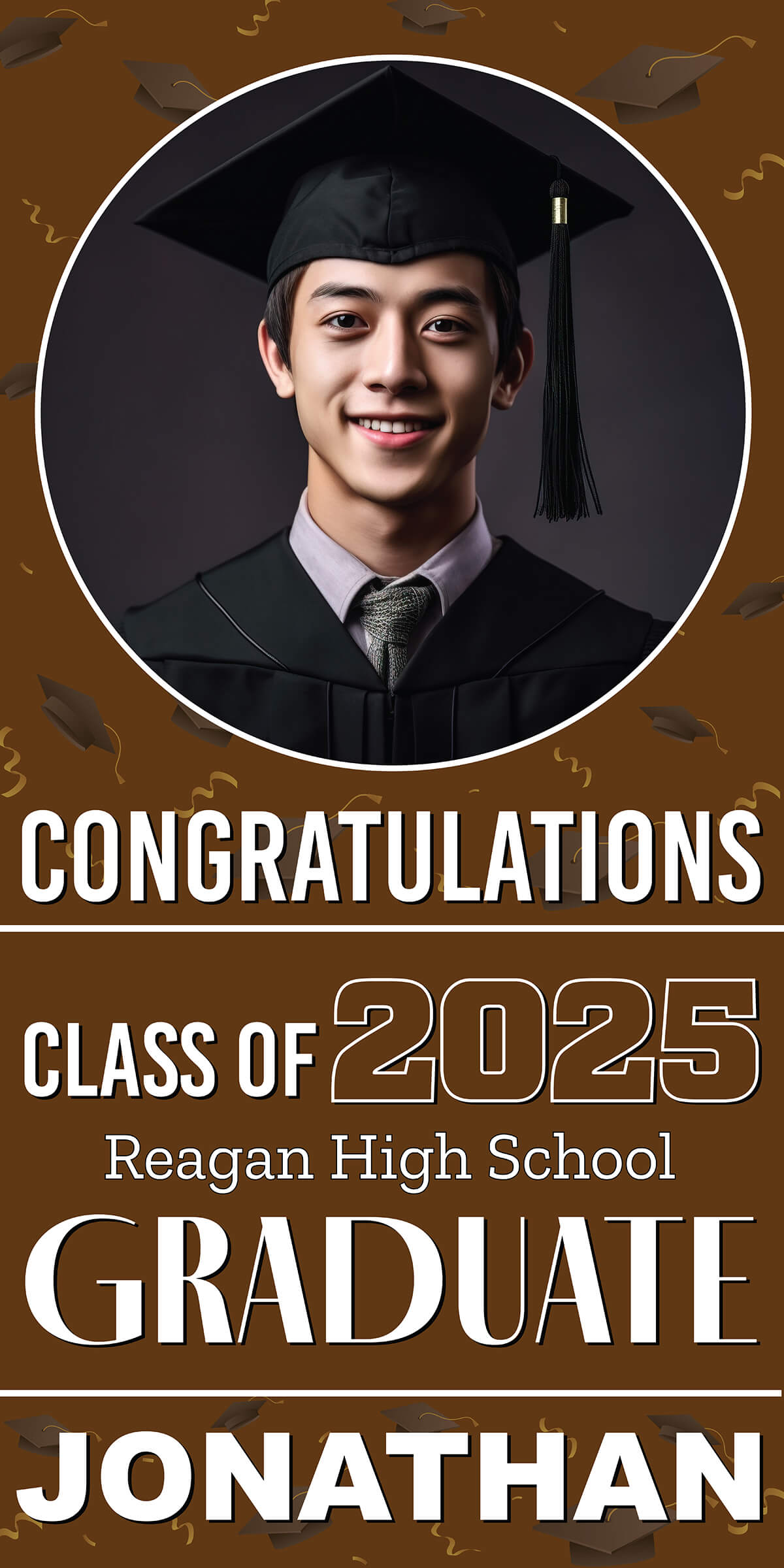 Class of 2025 Graduation Spotlight Vertical Vinyl Banner (Available in Multiple Colors and Sizes)