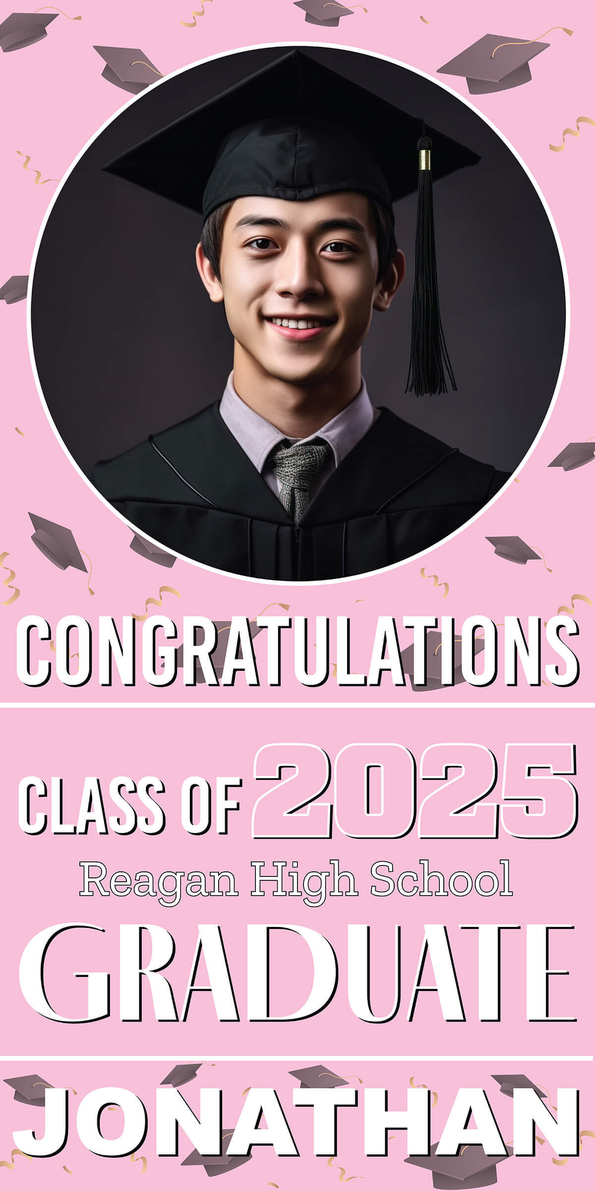 Class of 2025 Graduation Spotlight Vertical Vinyl Banner (Available in Multiple Colors and Sizes)