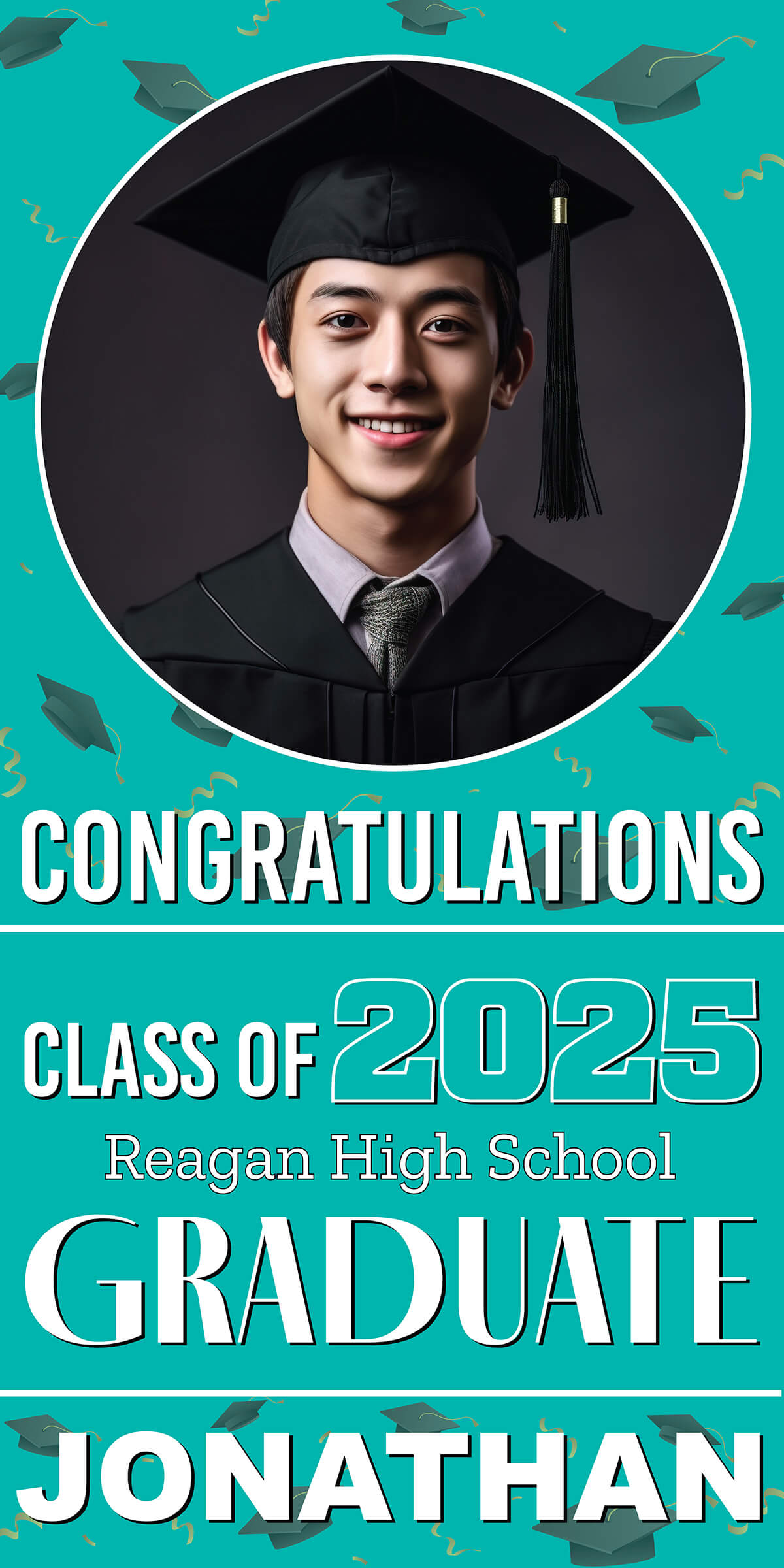 Class of 2025 Graduation Spotlight Vertical Vinyl Banner (Available in Multiple Colors and Sizes)