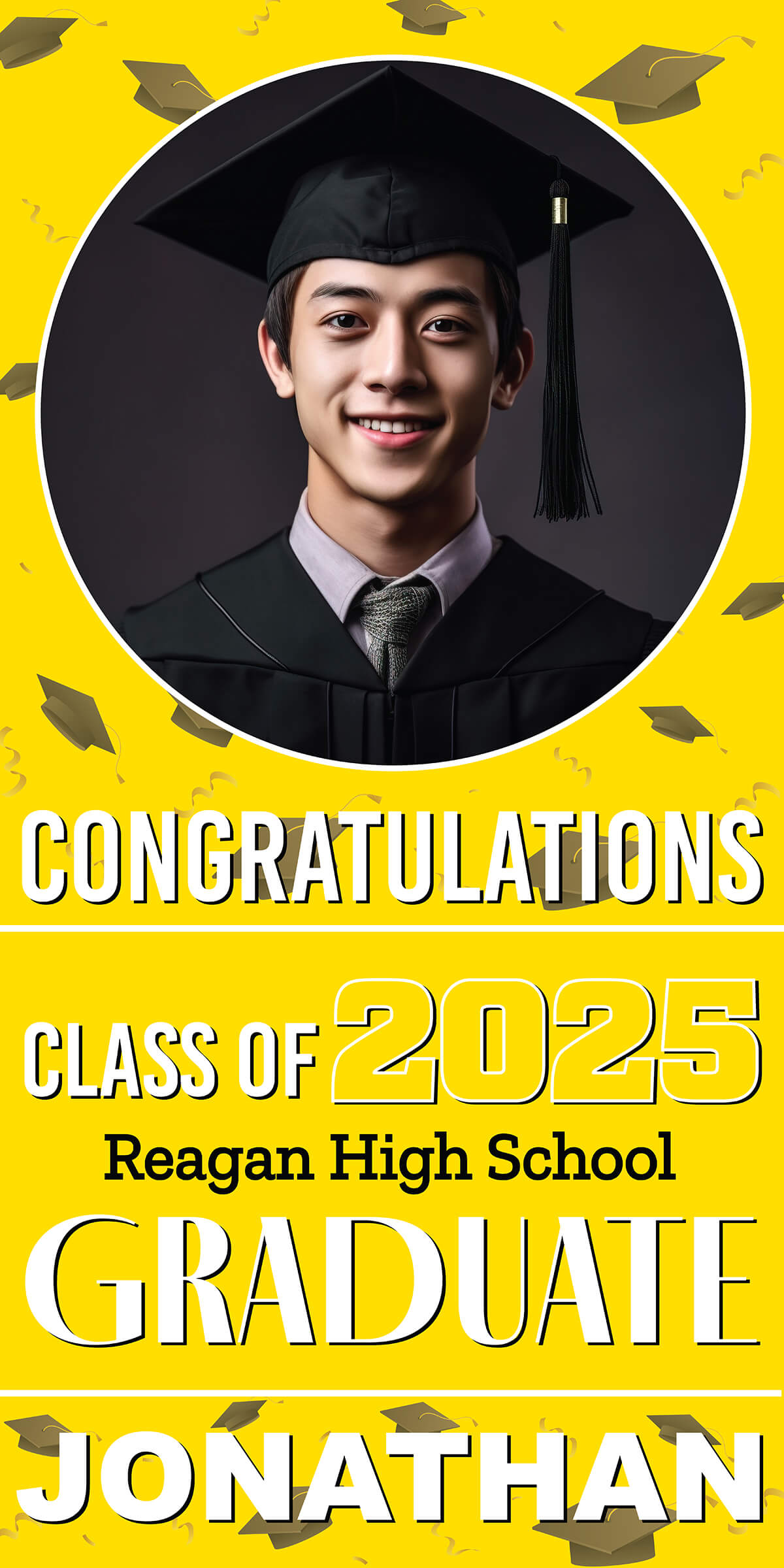 Class of 2025 Graduation Spotlight Vertical Vinyl Banner (Available in Multiple Colors and Sizes)