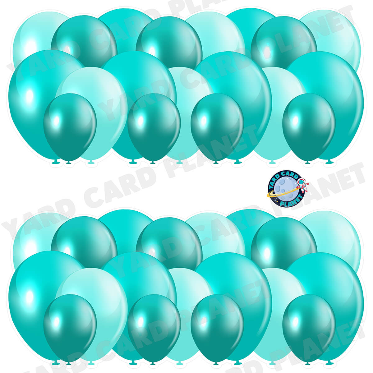 Teal Balloon Panels Half Sheet Yard Card Set