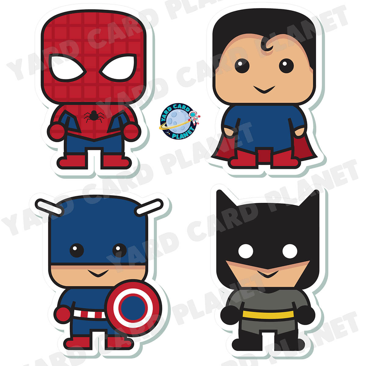 Little Superheroes Half Sheet Yard Card Flair Set