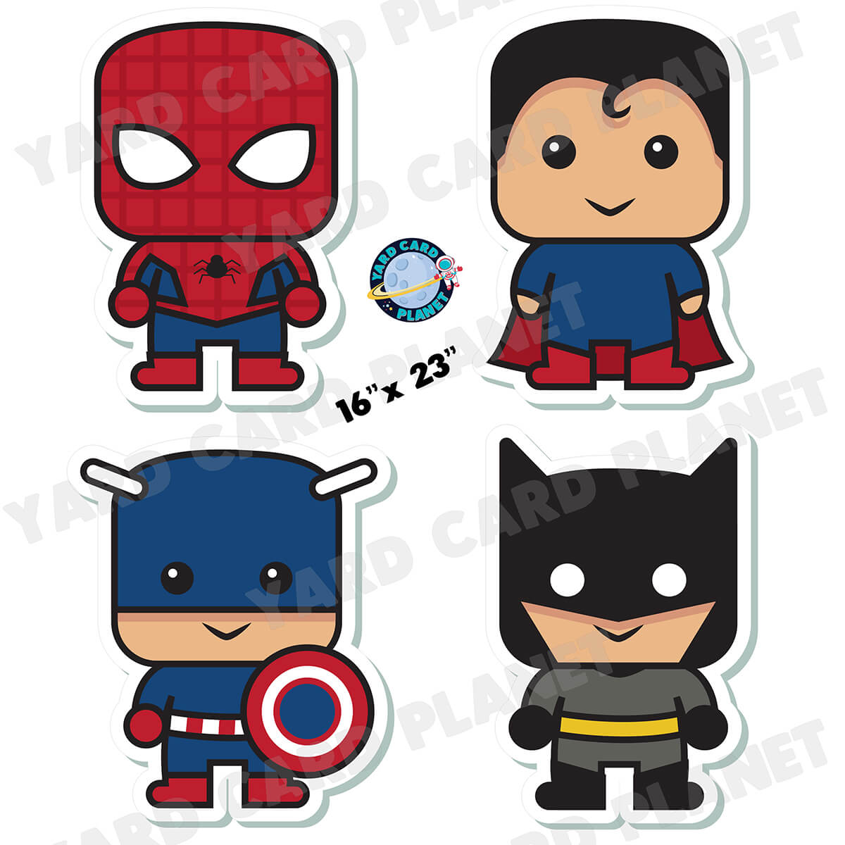 Little Superheroes Half Sheet Yard Card Flair Set