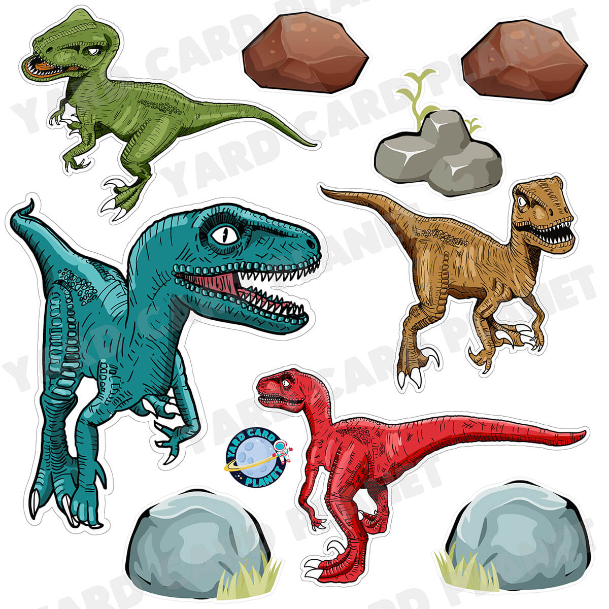 Tyrannosaurus Rex Dinosaurs Half Sheet Yard Card Flair Set