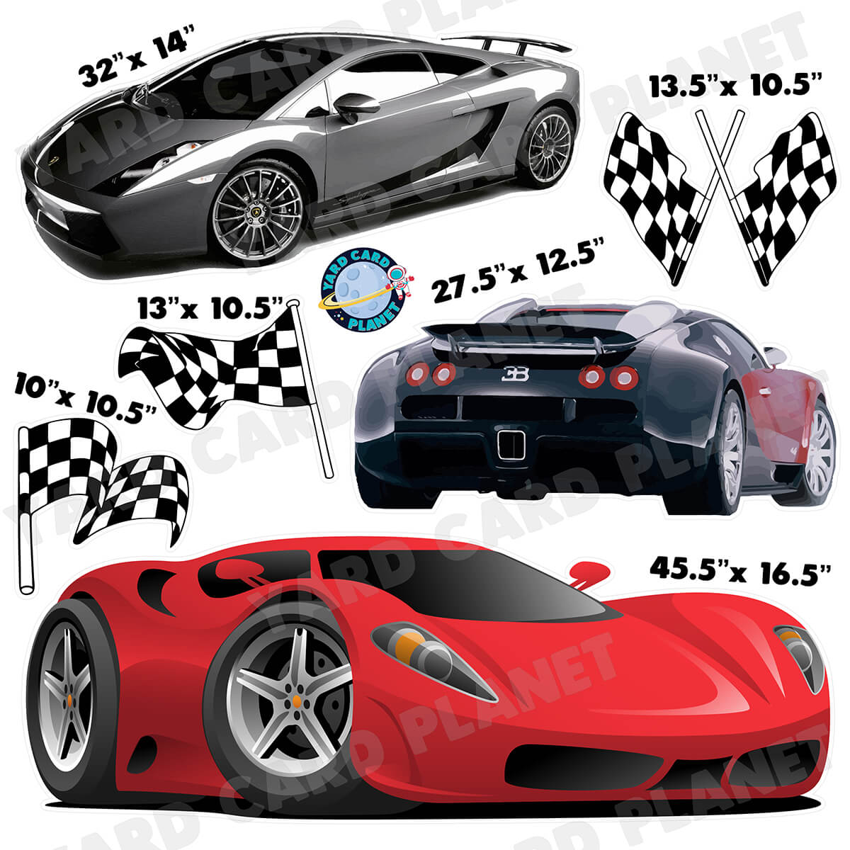 Luxury Sports Cars Half Sheet Yard Card Flair Set