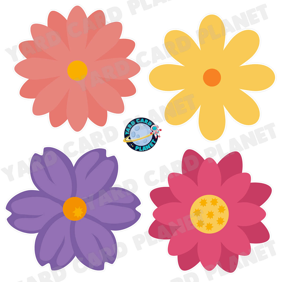 Large Spring Flowers Half Sheet Yard Card Flair Set