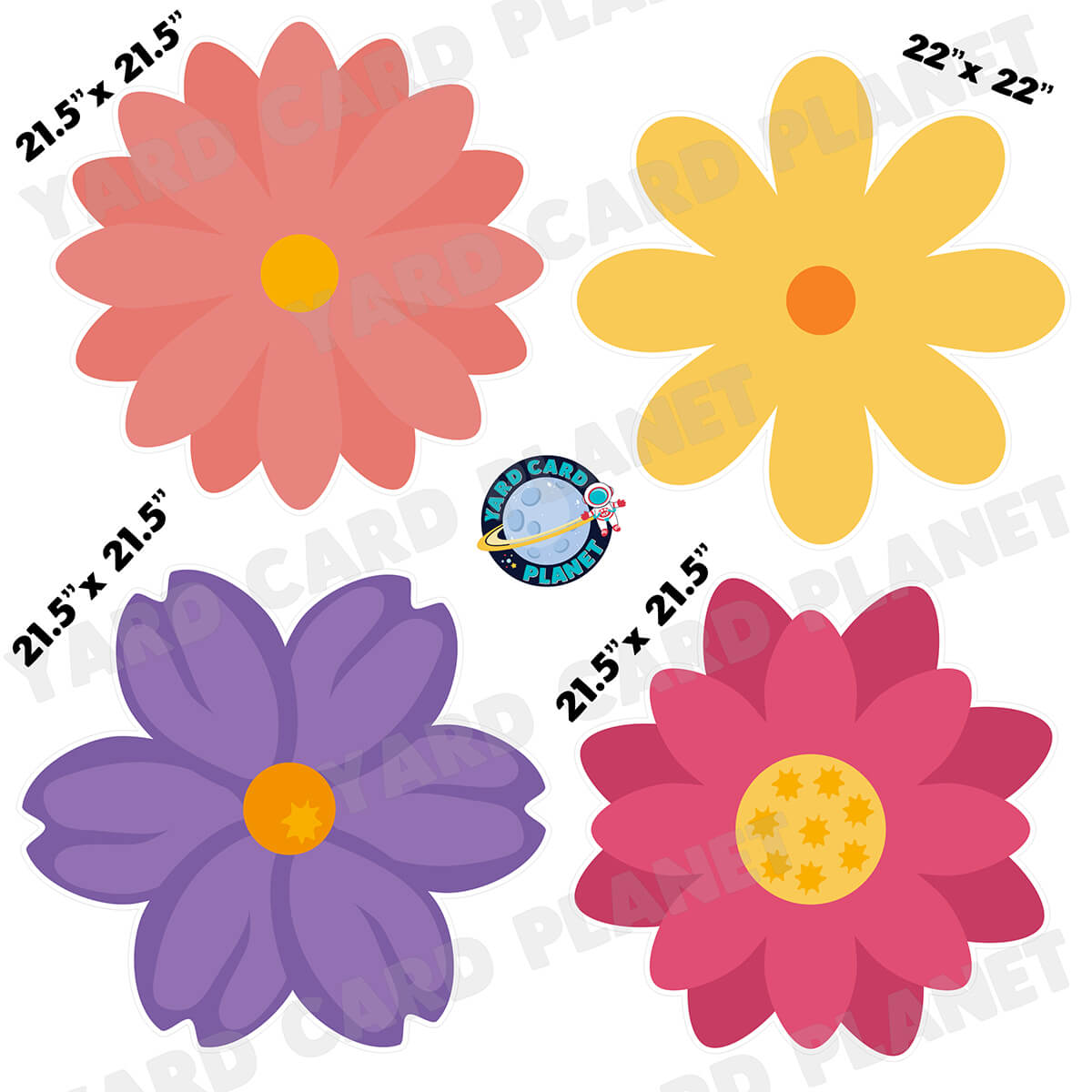 Large Spring Flowers Half Sheet Yard Card Flair Set