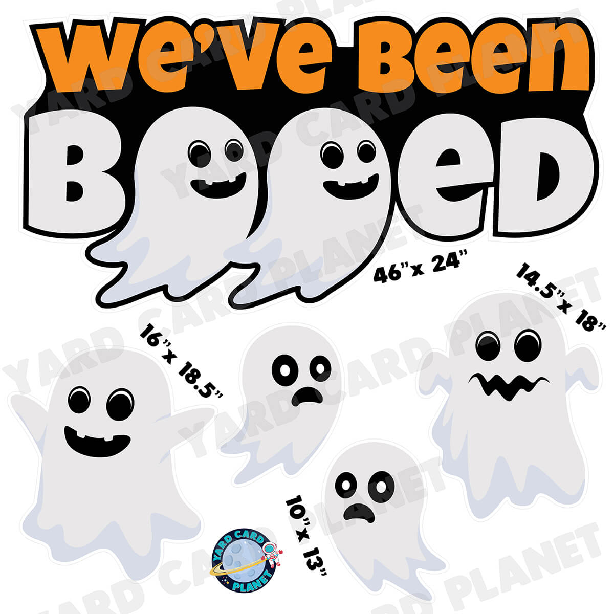 We've Been Booed EZ Quick Sign and Halloween Ghosts Half Sheet Yard Card Flair Set