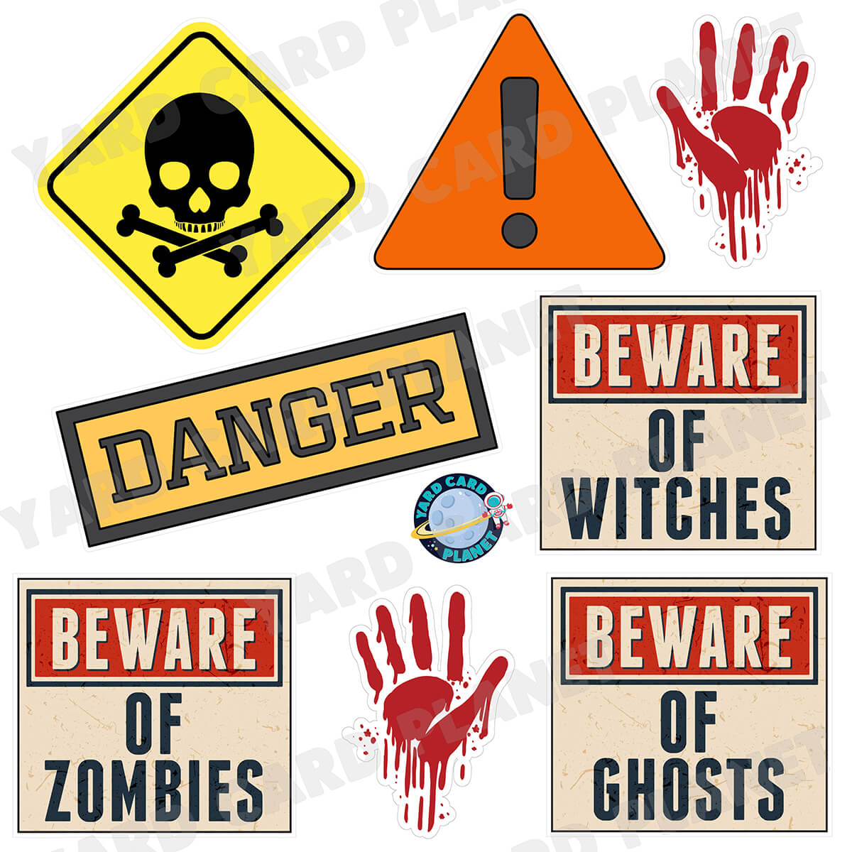 Halloween Danger Zone Half Sheet Yard Card Flair Set