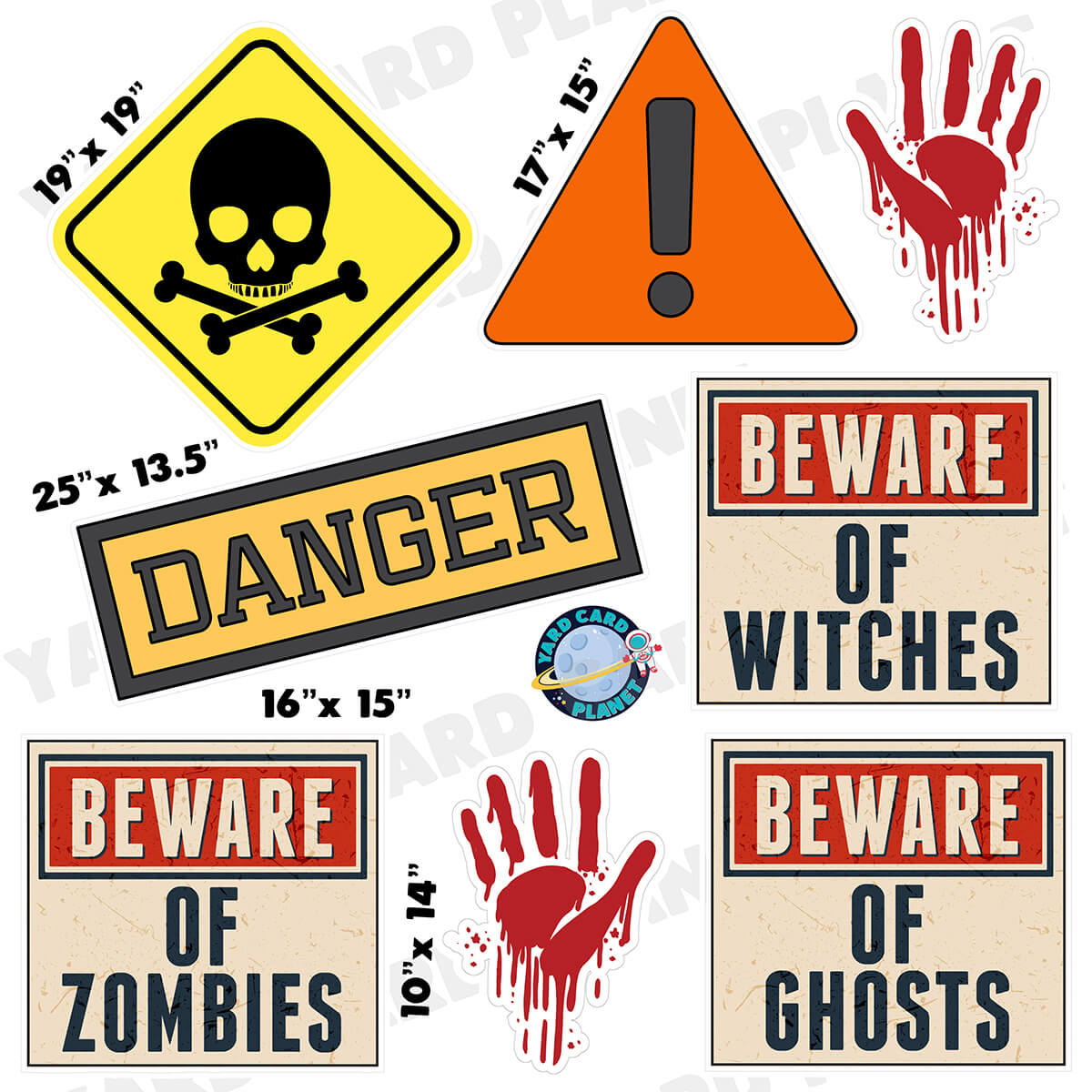 Halloween Danger Zone Half Sheet Yard Card Flair Set