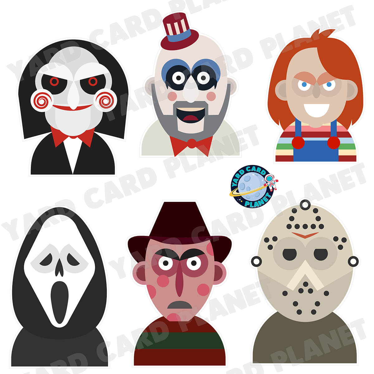 Scary Movie Characters Half Sheet Yard Card Flair Set