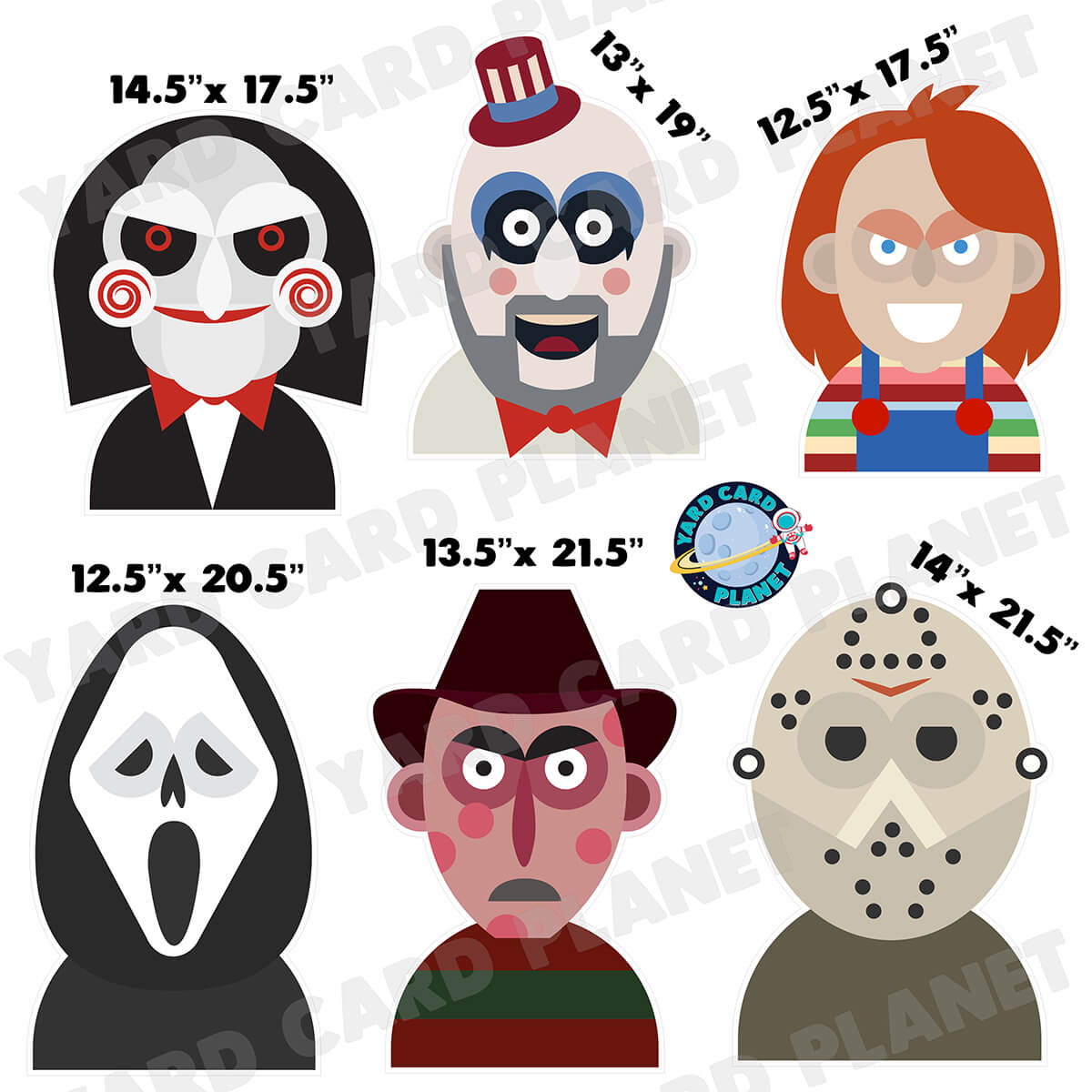 Scary Movie Characters Half Sheet Yard Card Flair Set