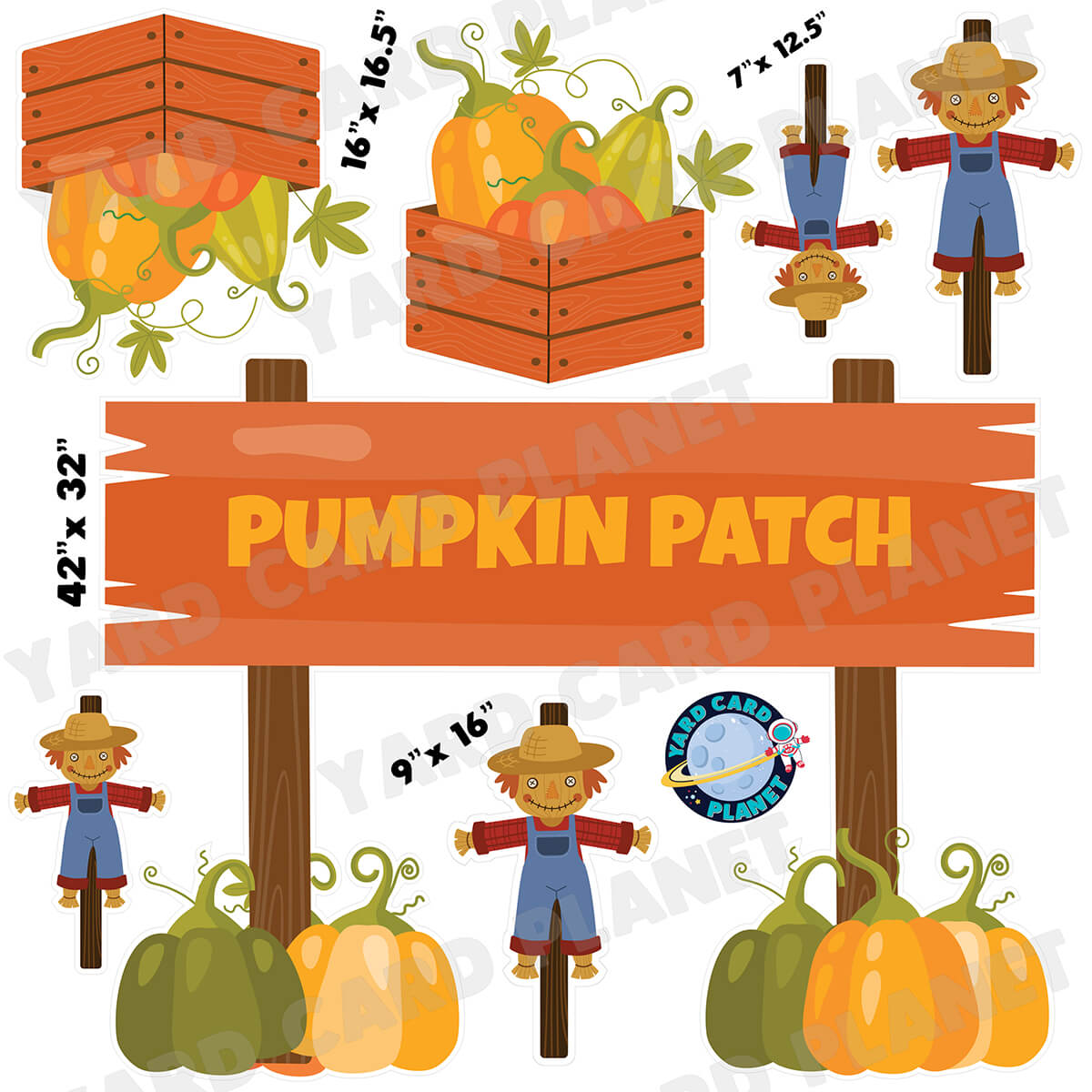 Fall Pumpkin Patch Half Sheet EZ Quick Sign and Yard Card Flair Set