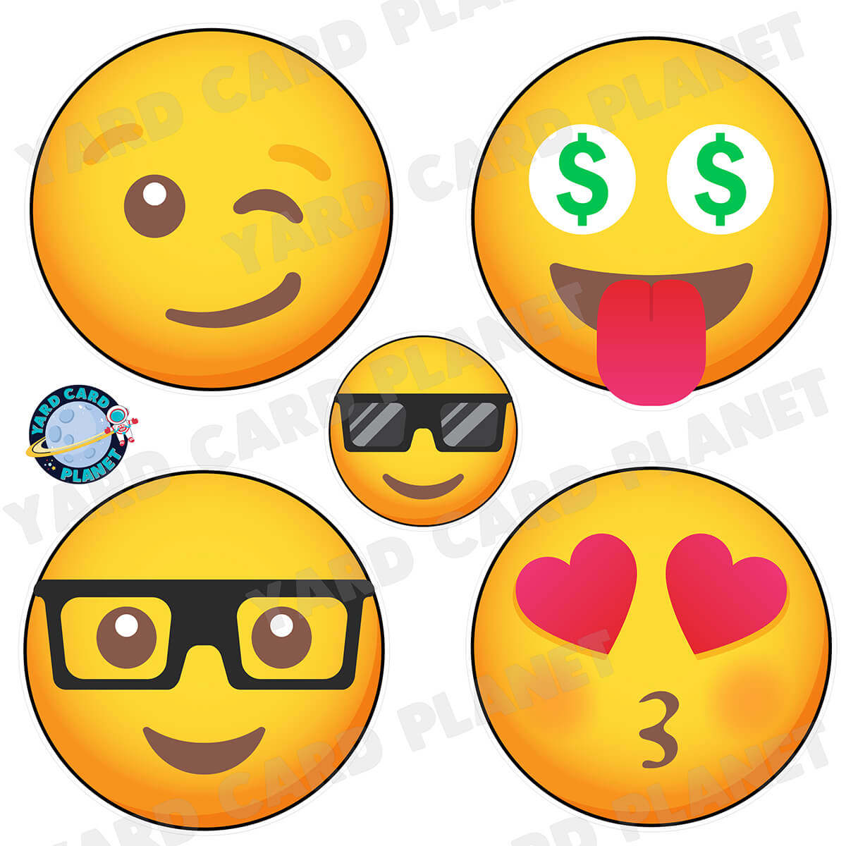 Emojis Half Sheet Yard Card Flair Set - Part 1