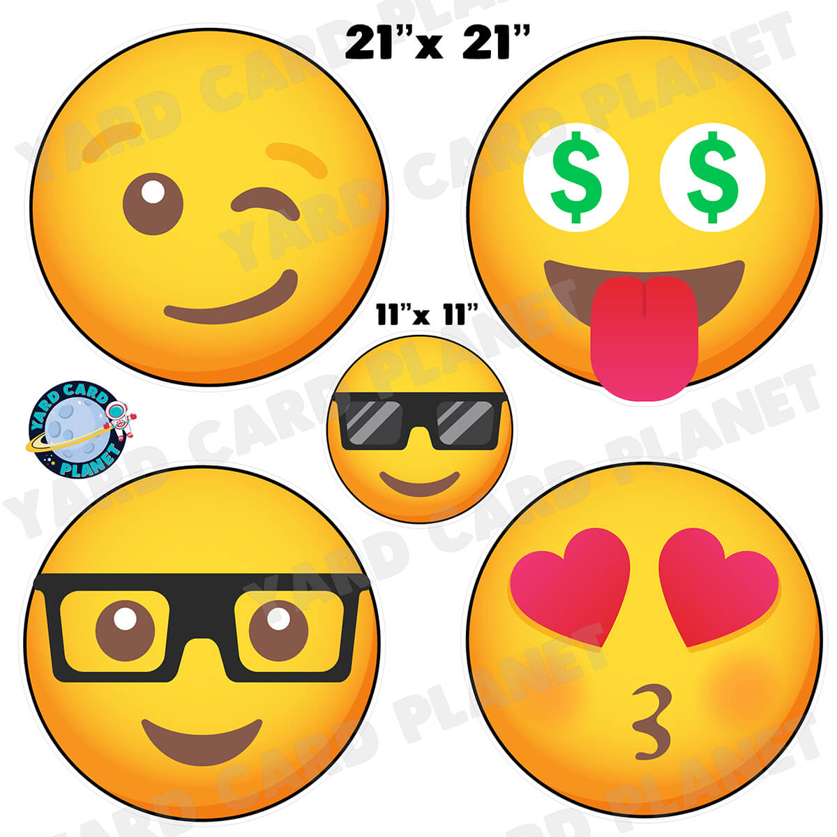 Emojis Half Sheet Yard Card Flair Set - Part 1