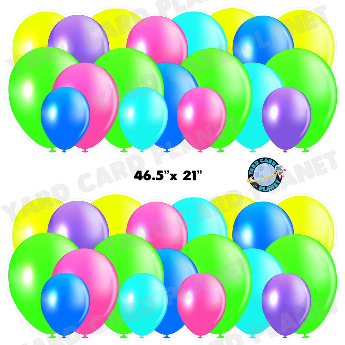 Multi Neon Color Balloon Panels Half Sheet Yard Card Set