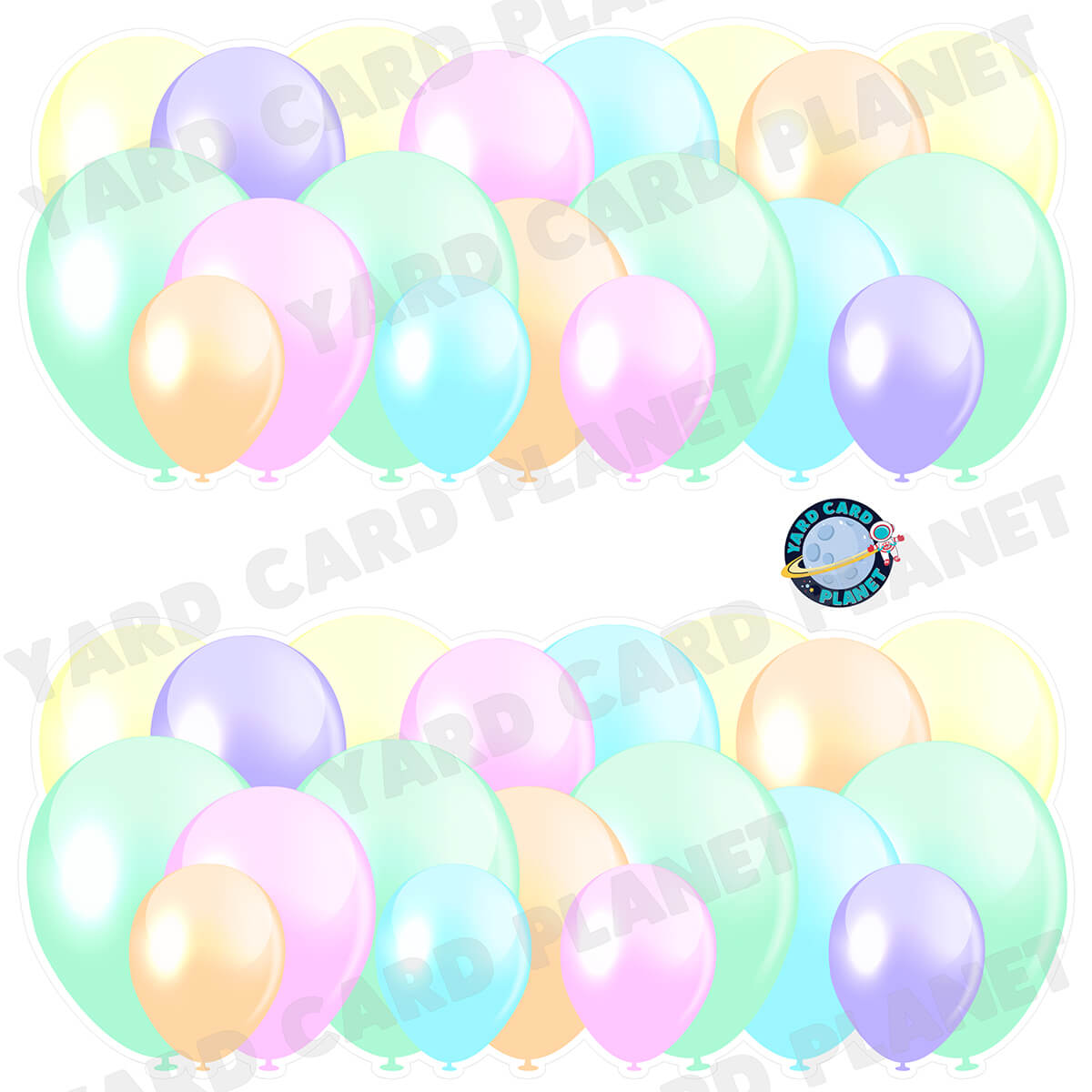 Multi Pastel Color Balloon Panels Half Sheet Yard Card Set