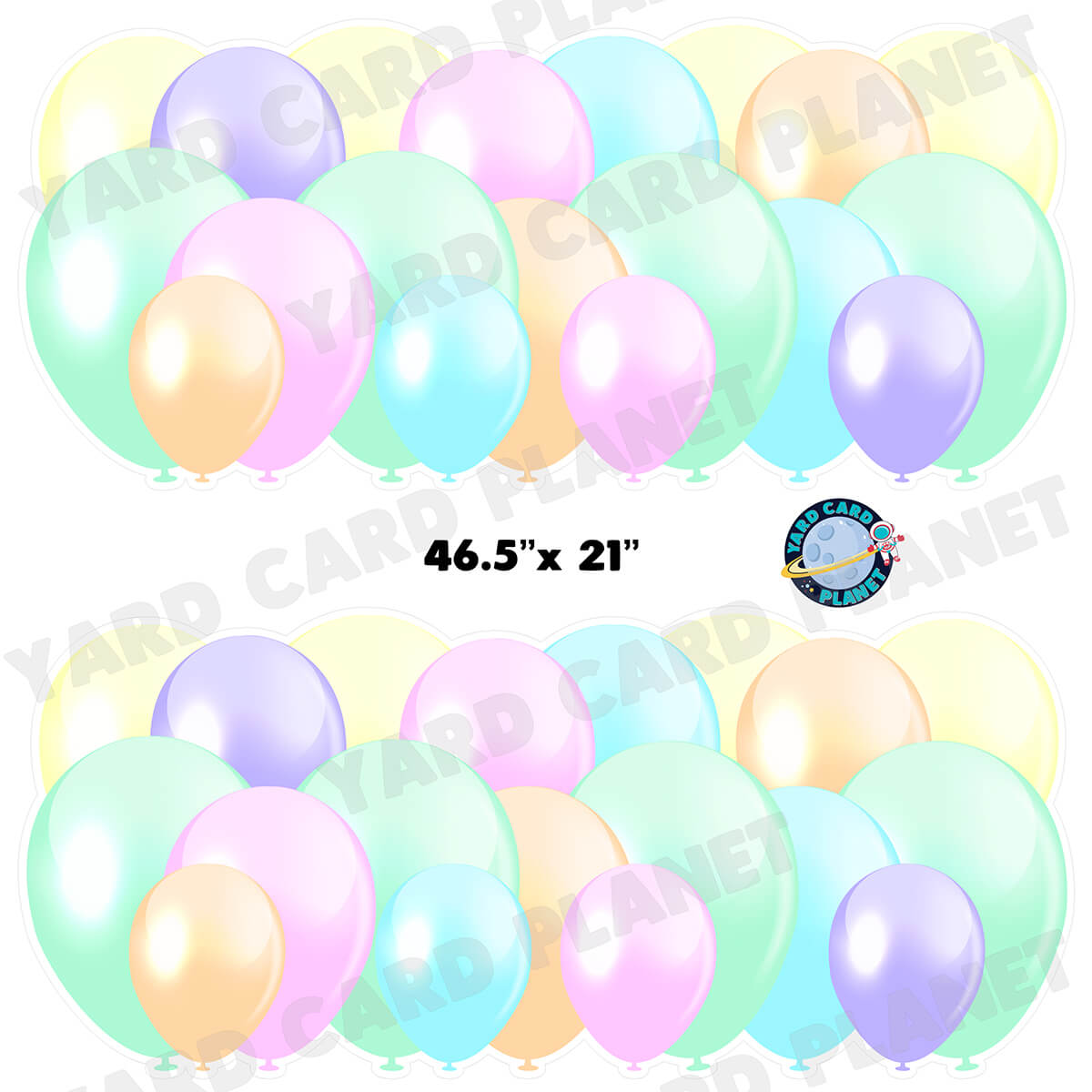 Multi Pastel Color Balloon Panels Half Sheet Yard Card Set