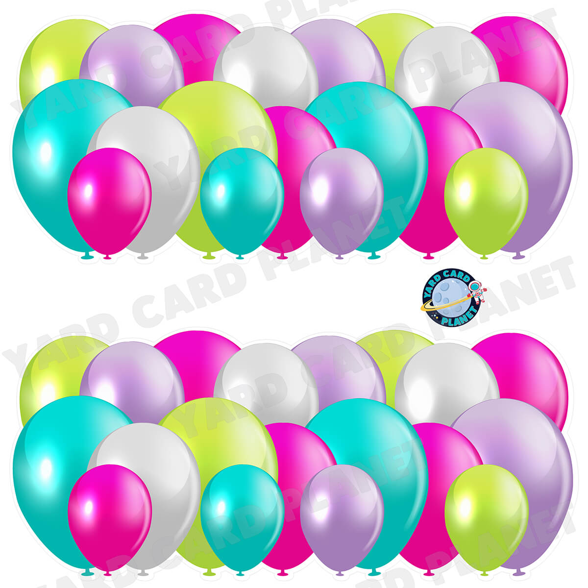 Pastel Multi Colored Balloon Panels Half Sheet Yard Card Set