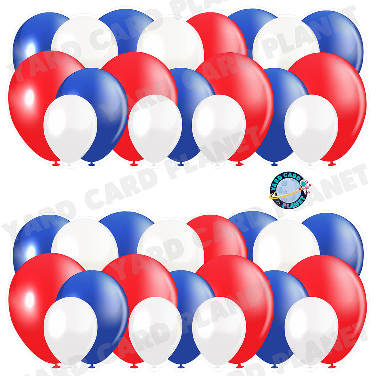 Red, White and Blue Balloon Panels Half Sheet Yard Card Set