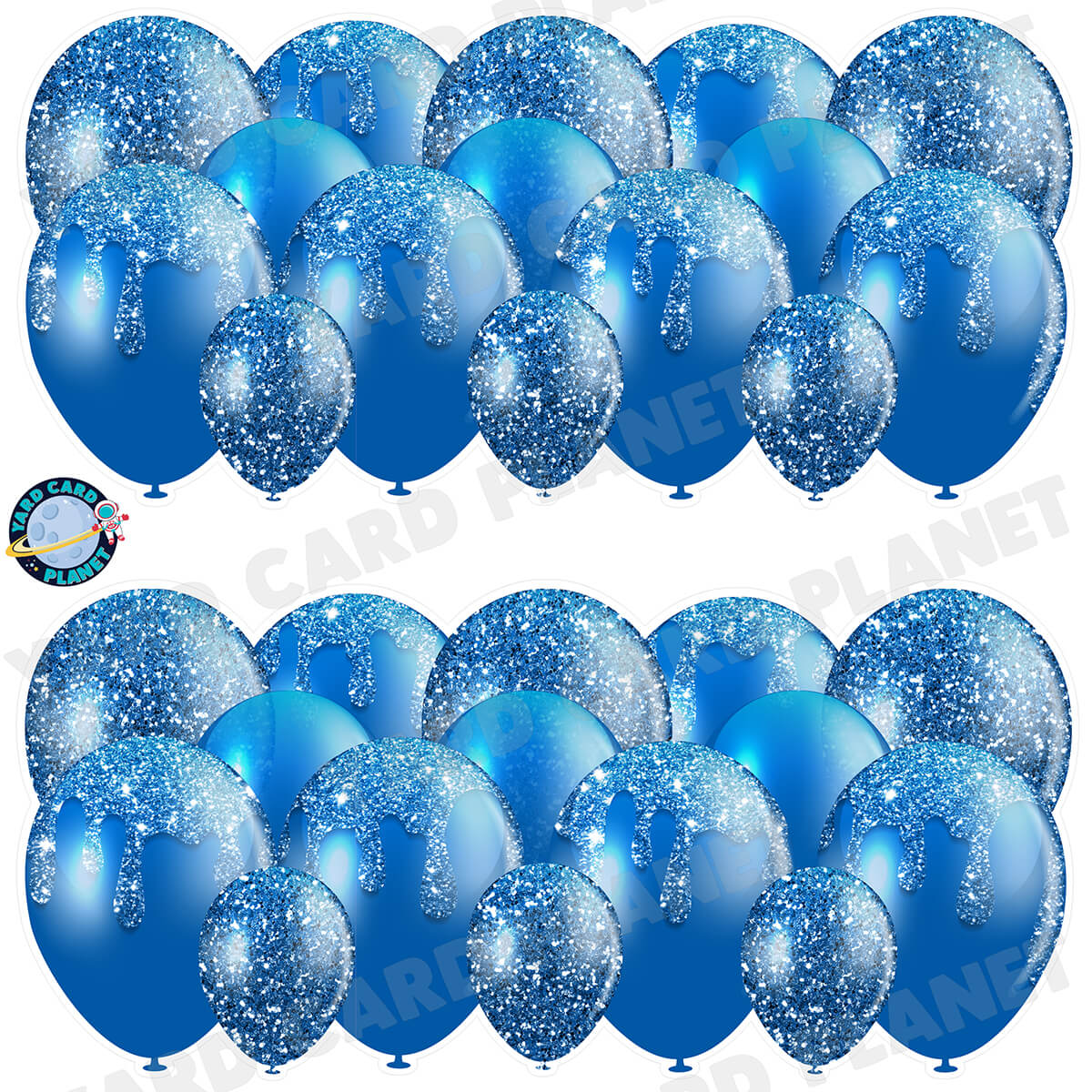 Blue Glitter Balloon Panels Half Sheet Yard Card Set