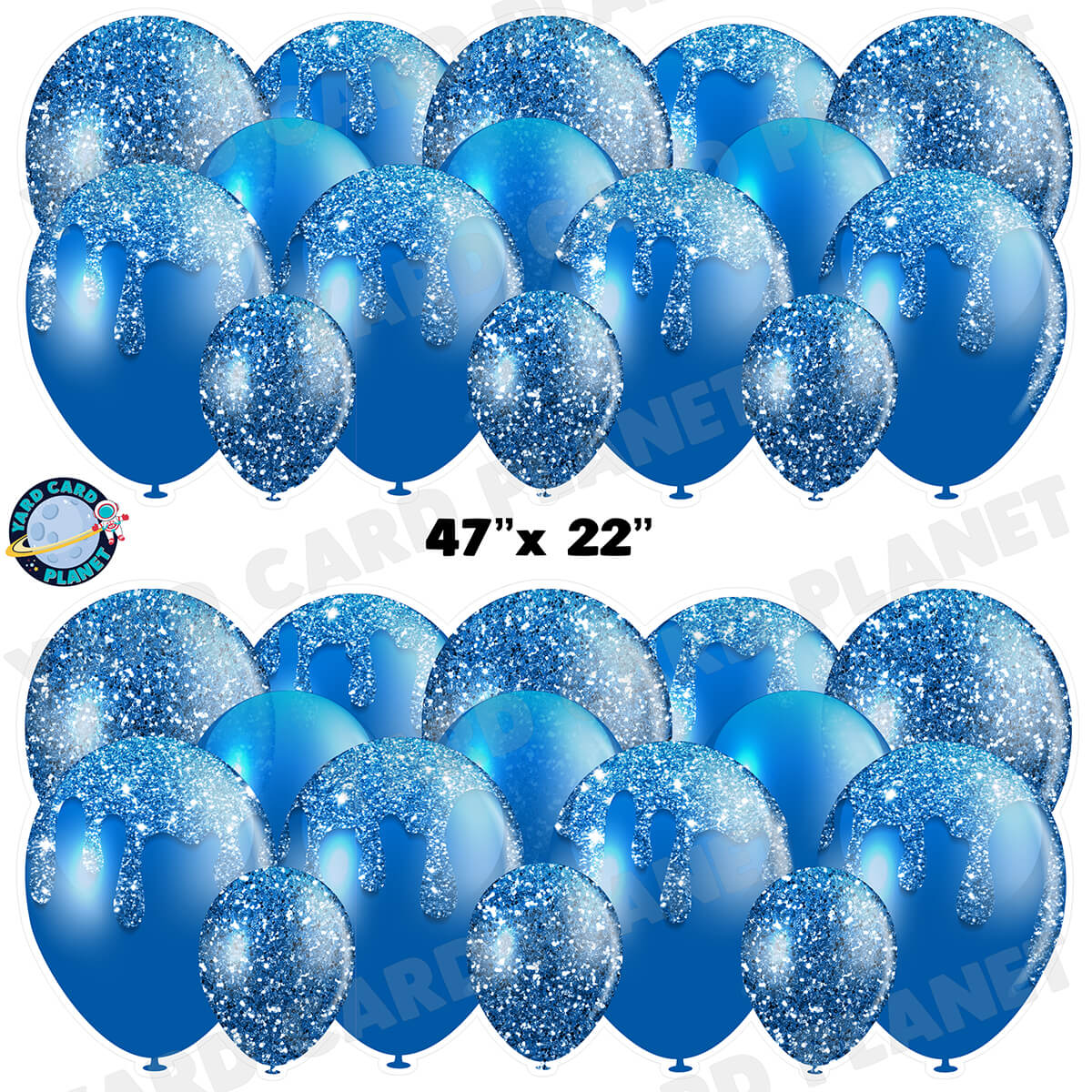 Blue Glitter Balloon Panels Half Sheet Yard Card Set