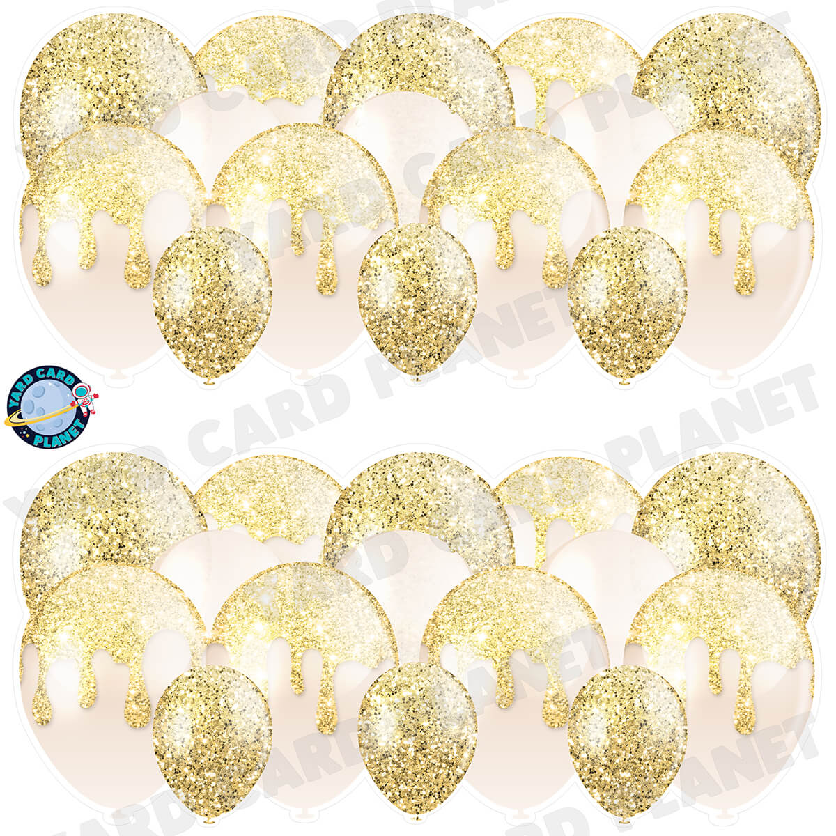 Gold Glitter Balloon Panels Half Sheet Yard Card Set