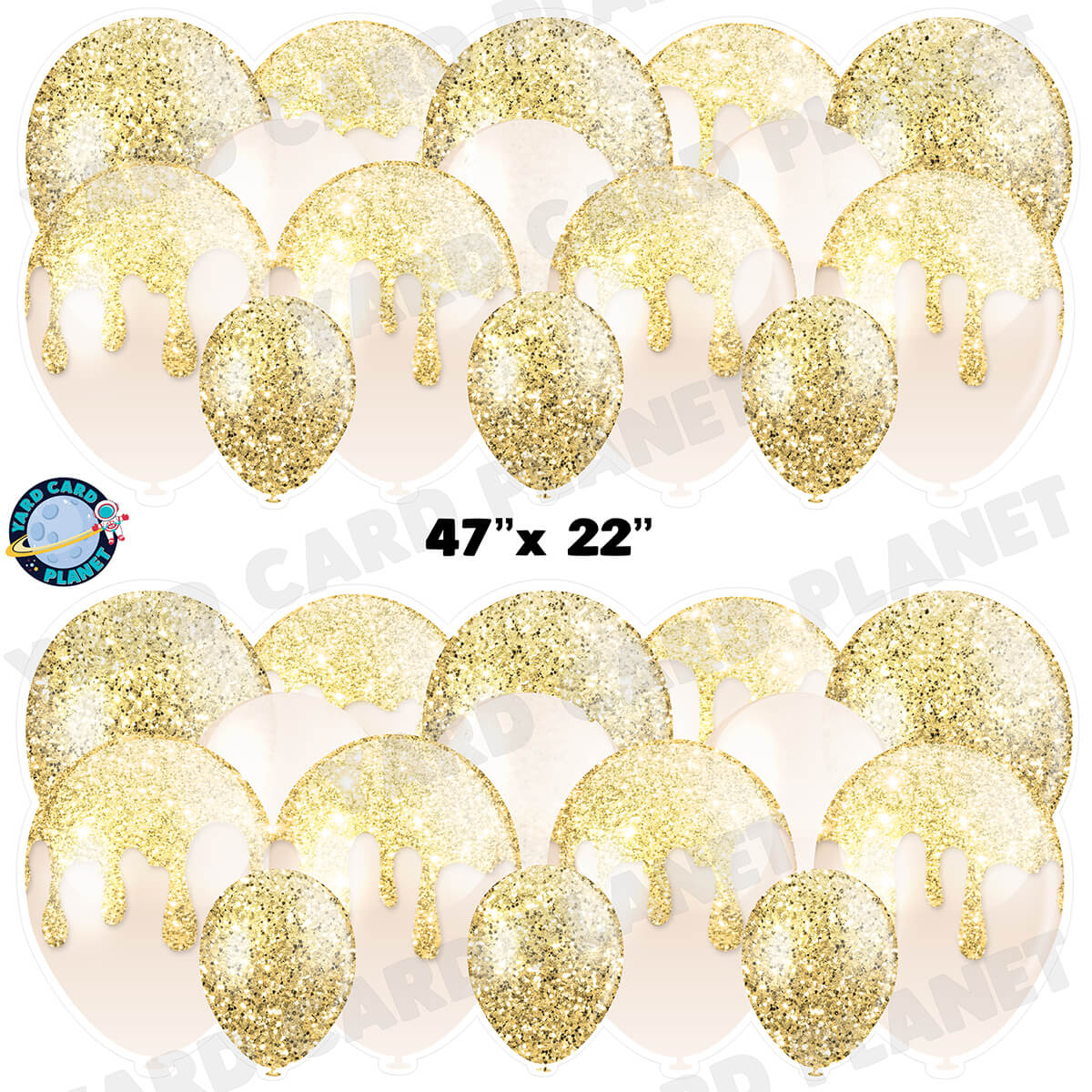 Gold Glitter Balloon Panels Half Sheet Yard Card Set