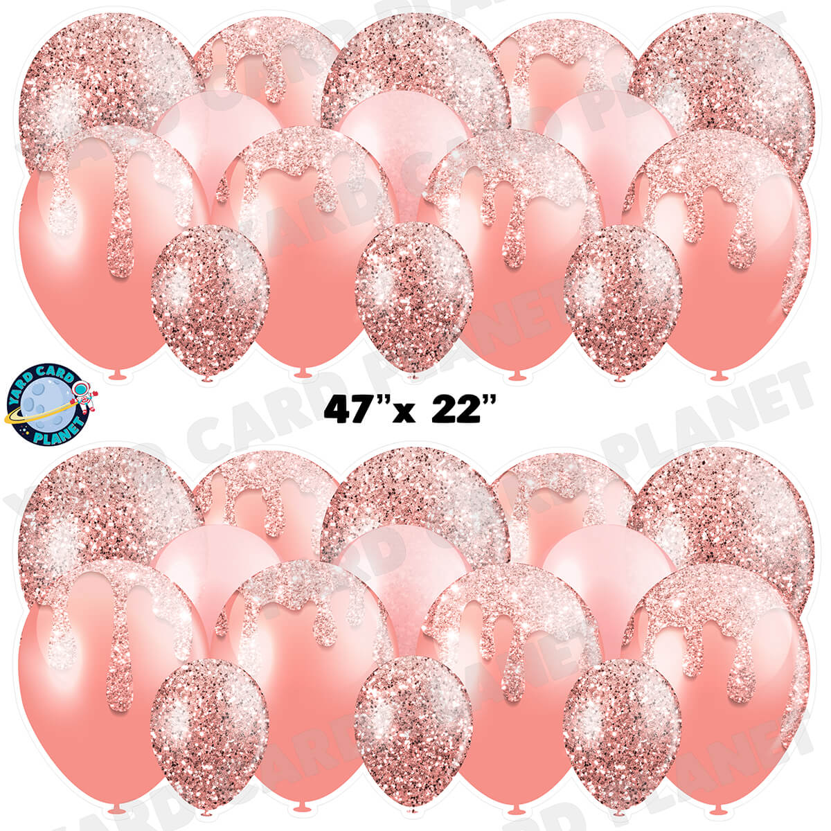 Rose Gold Glitter Balloon Panels Half Sheet Yard Card Set