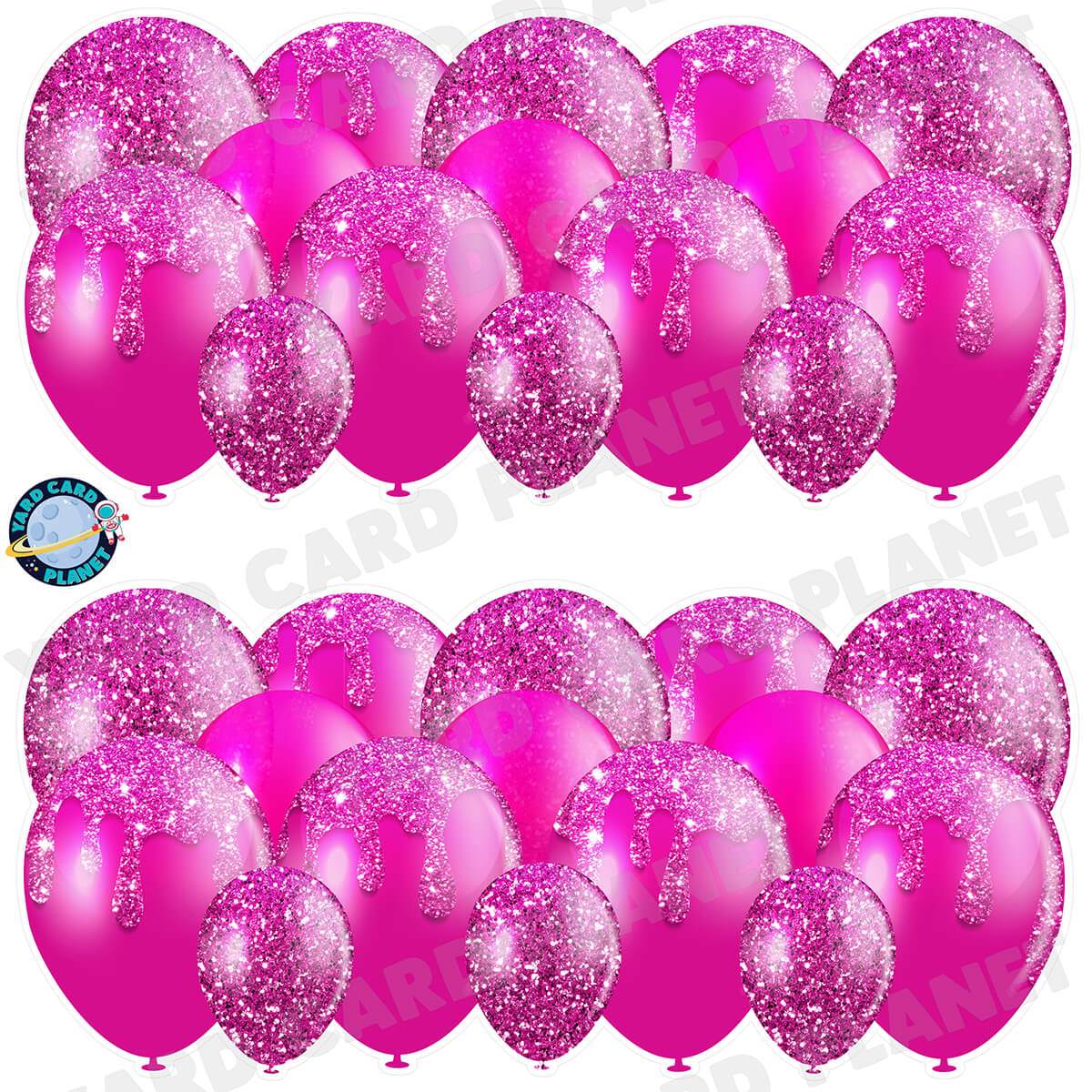 Hot Pink Glitter Balloon Panels Half Sheet Yard Card Set