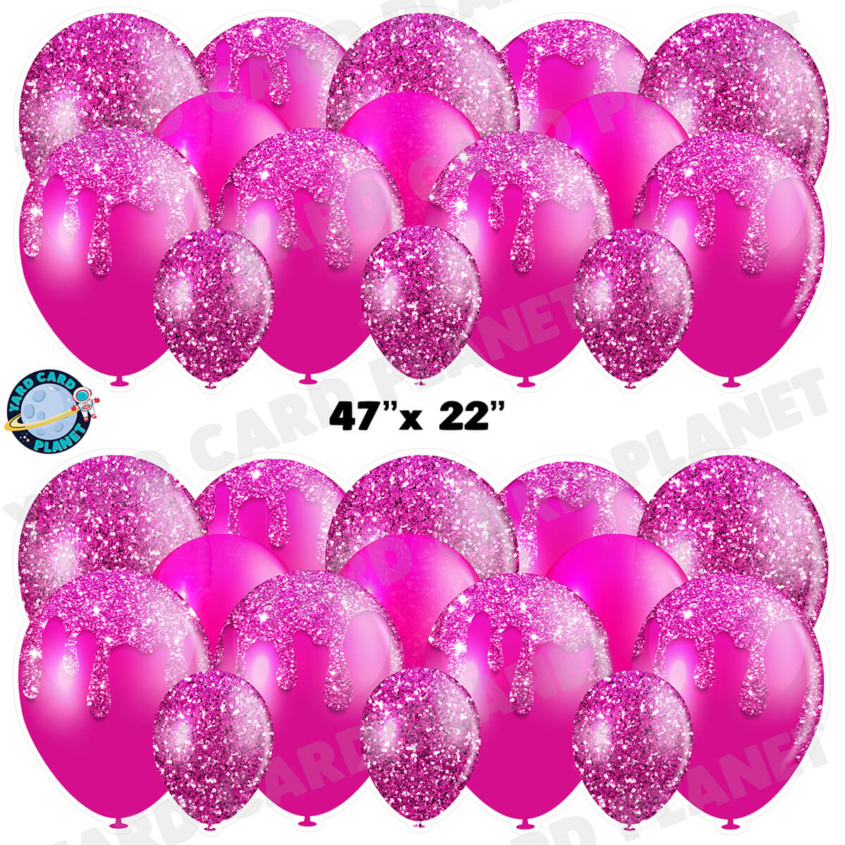 Hot Pink Glitter Balloon Panels Half Sheet Yard Card Set