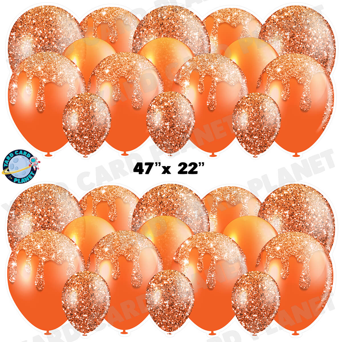 Orange Glitter Balloon Panels Half Sheet Yard Card Set